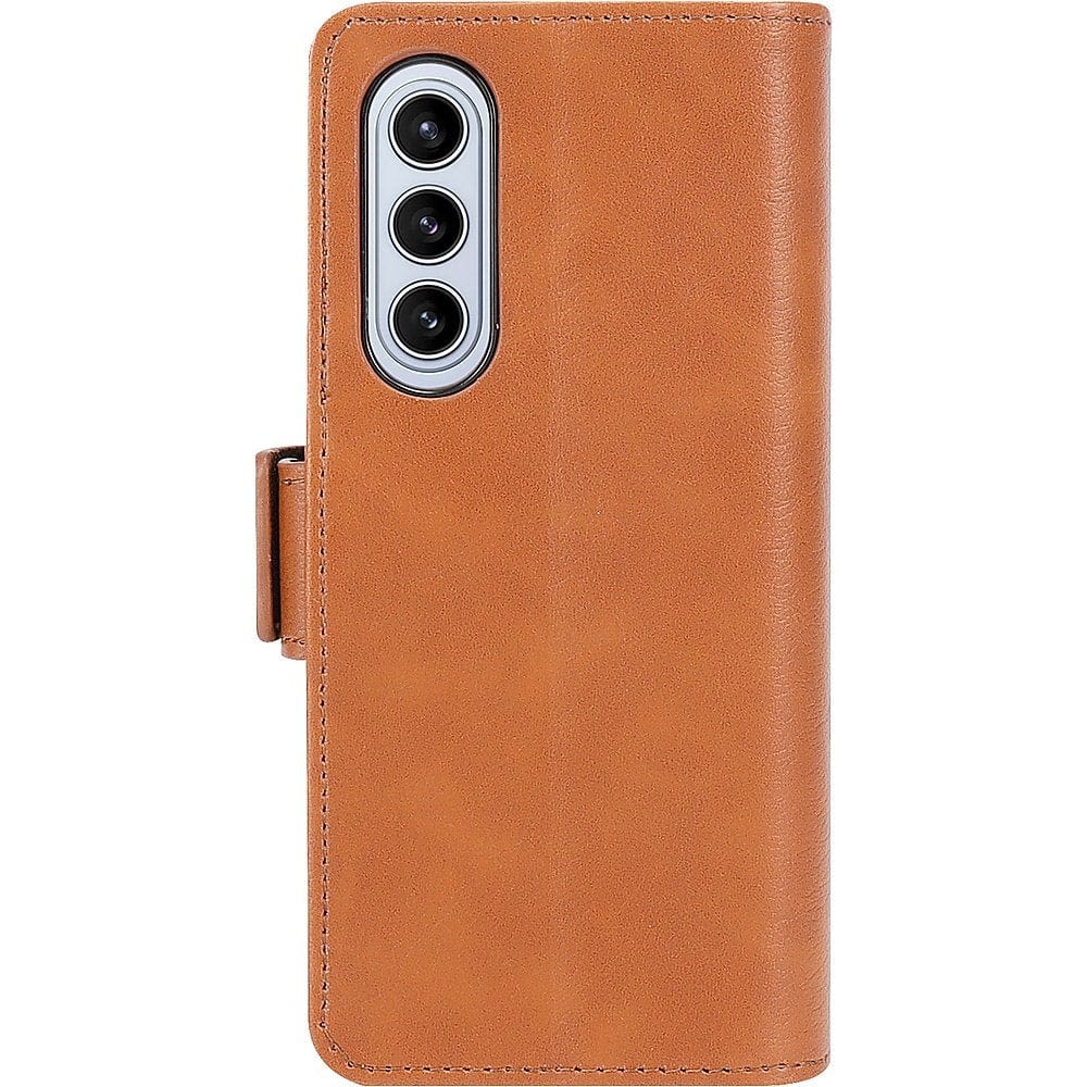 Genuine Leather Folio Wallet Case for Samsung Galaxy Z Fold5 - Brown