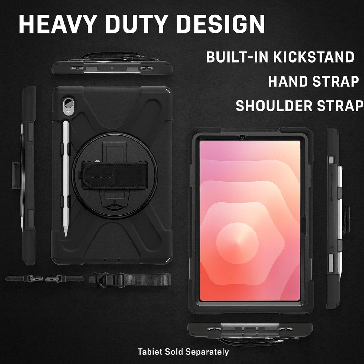 Samsung Galaxy Tab S11 Ultra Case - Heavy-Duty with Hand & Shoulder Strap, Kickstand | Raider-X Series