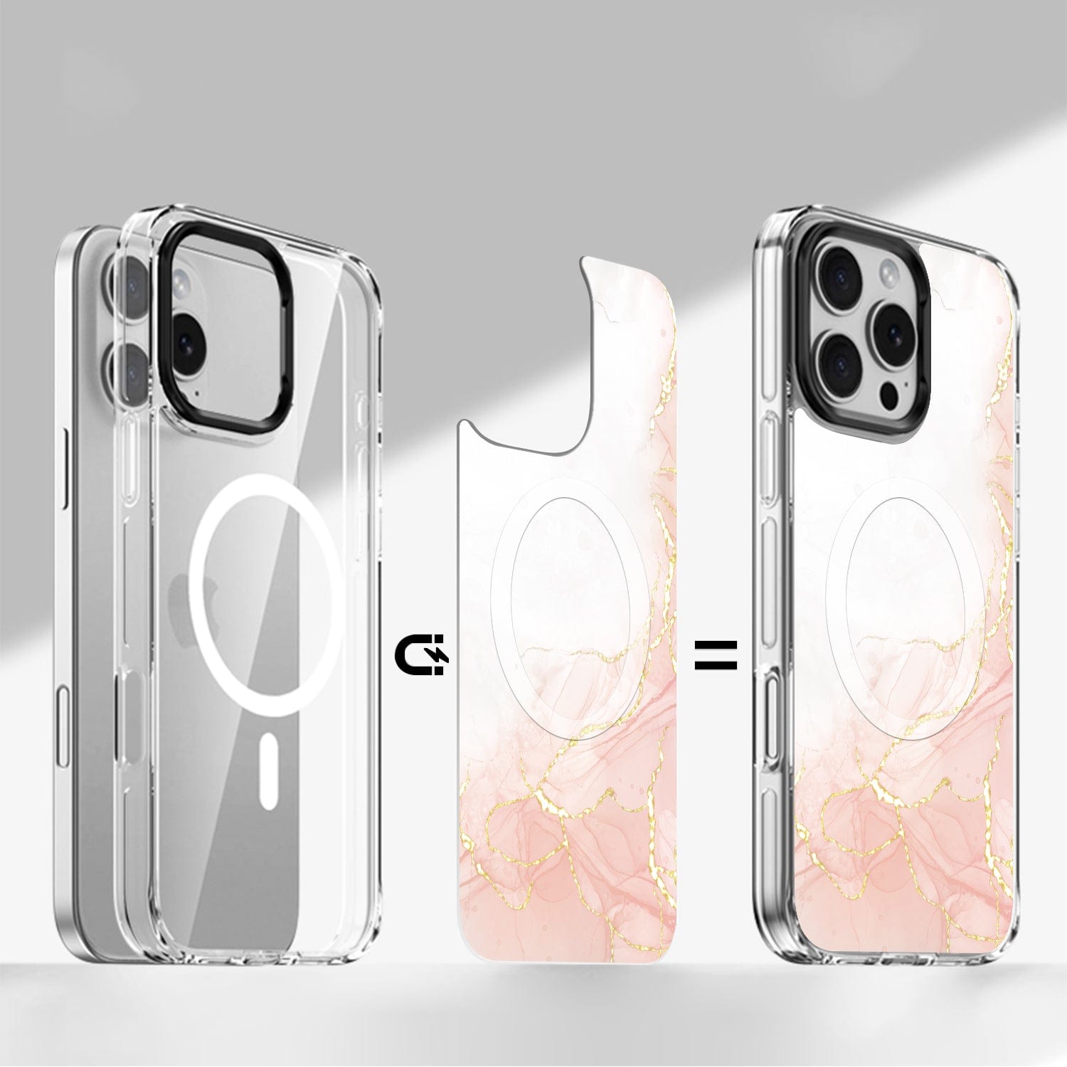 iPhone 16 Pro Max Case with Swappable Floral & Marble Designs - Wireless Charging | Inspire Series