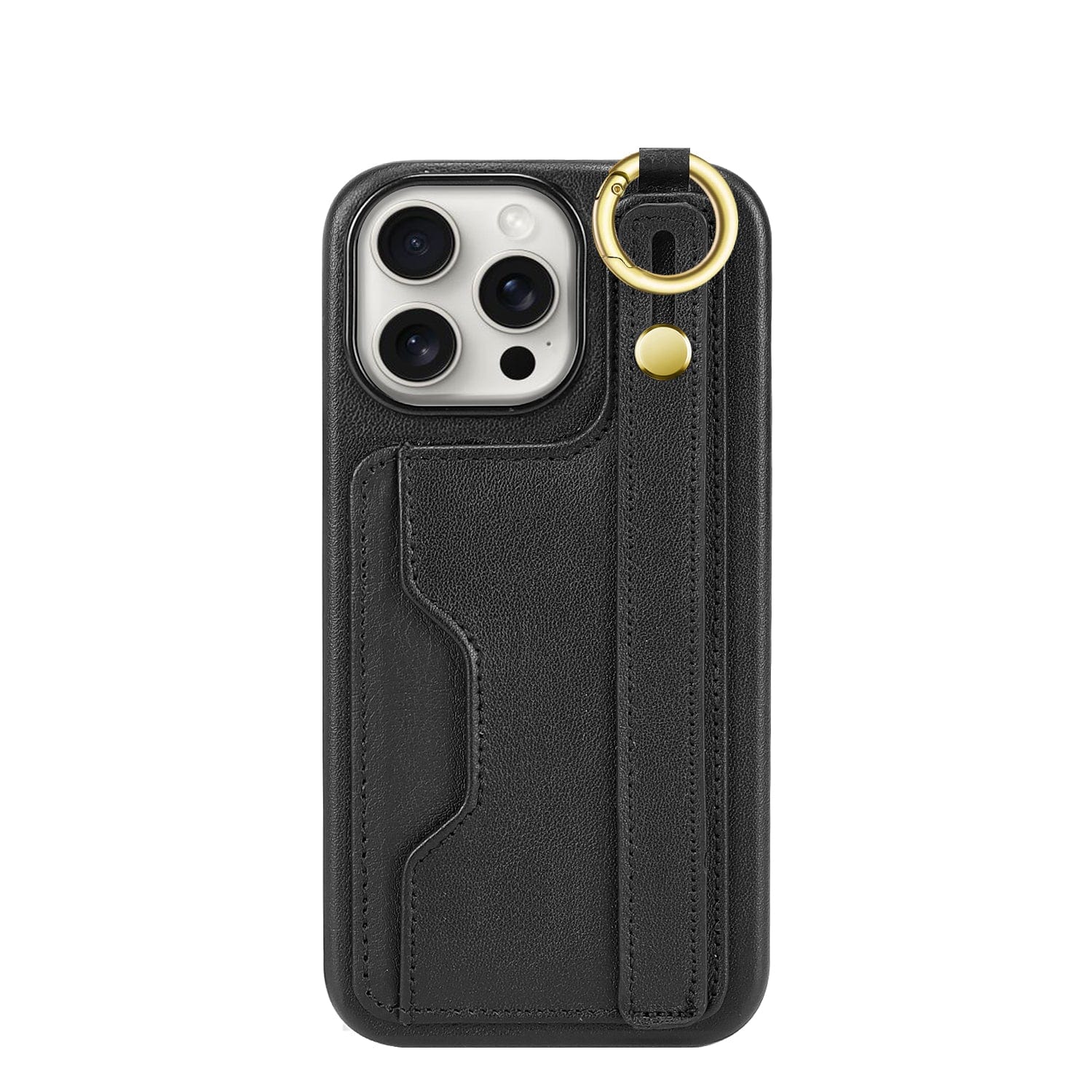 Indy Series Leather Wallet FingerGrip Case with Screen and Camera Protector - iPhone 15 Pro Max