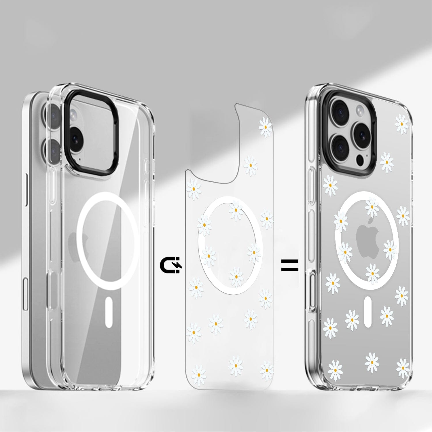 iPhone 16 Pro Case with Swappable Floral & Marble Designs - Wireless Charging | Inspire Series