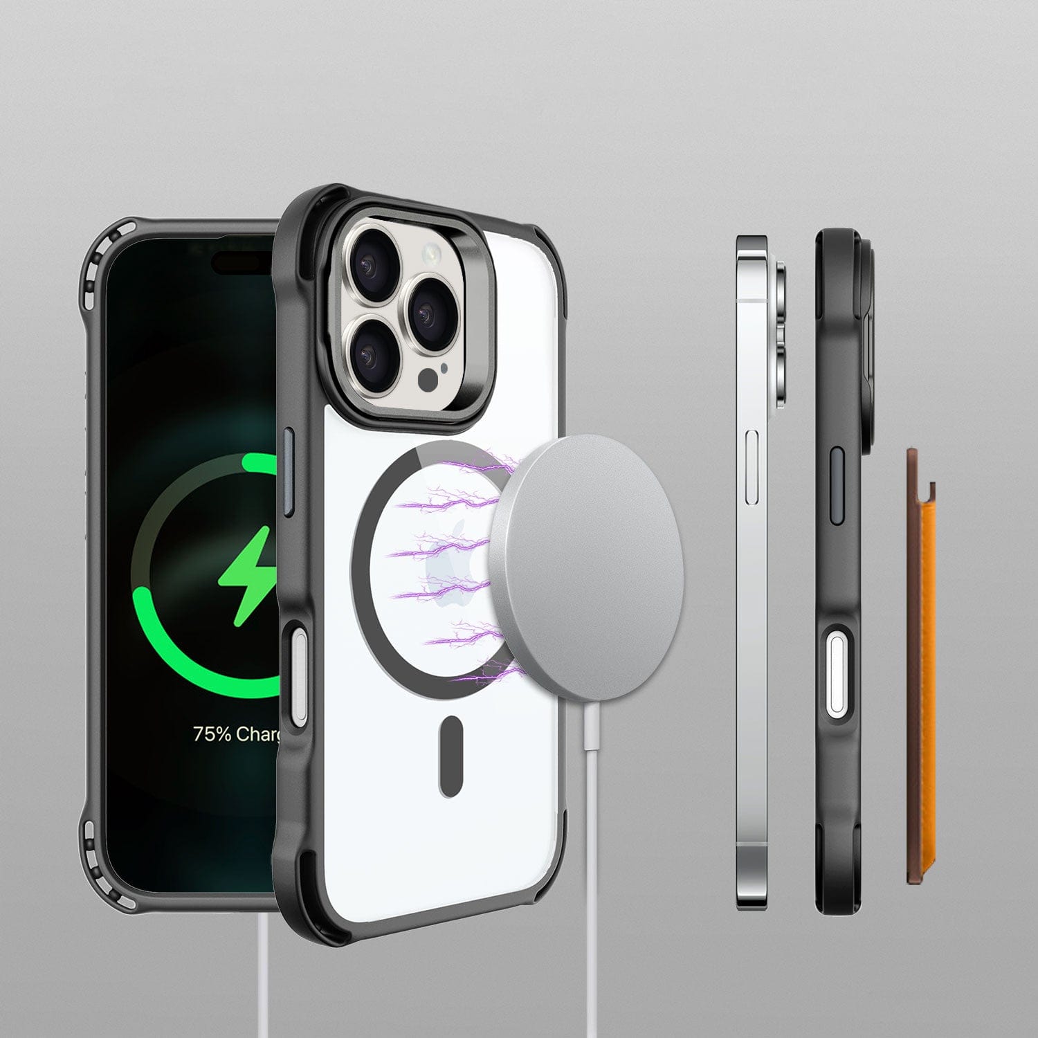 iPhone 16 Pro Max Clear Kickstand Case - Anti-Slip, Rugged, MagSafe | Venture Series