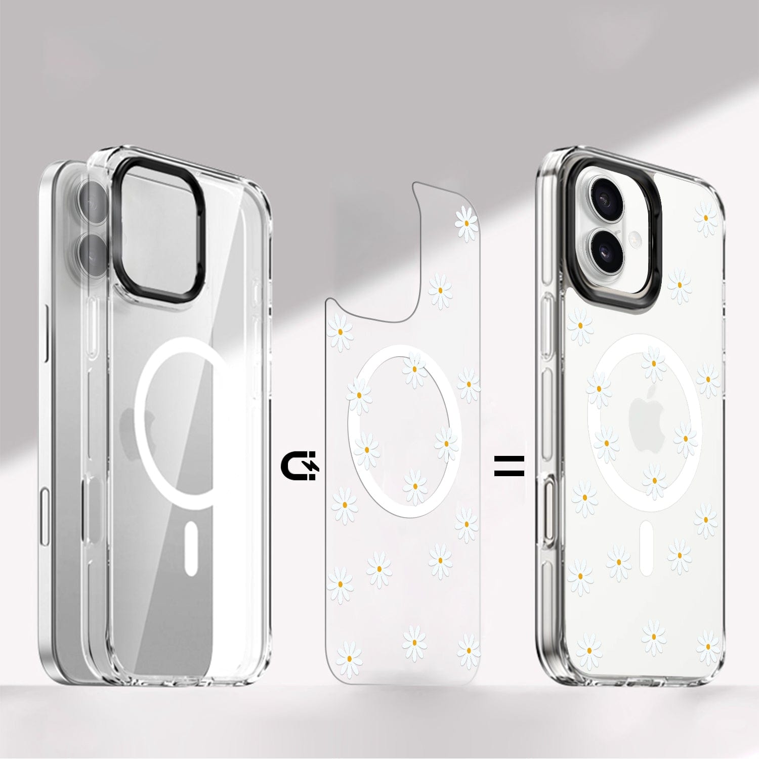 iPhone 16 Plus Floral Design Case with Swappable Back - Wireless Charging | Inspire Series