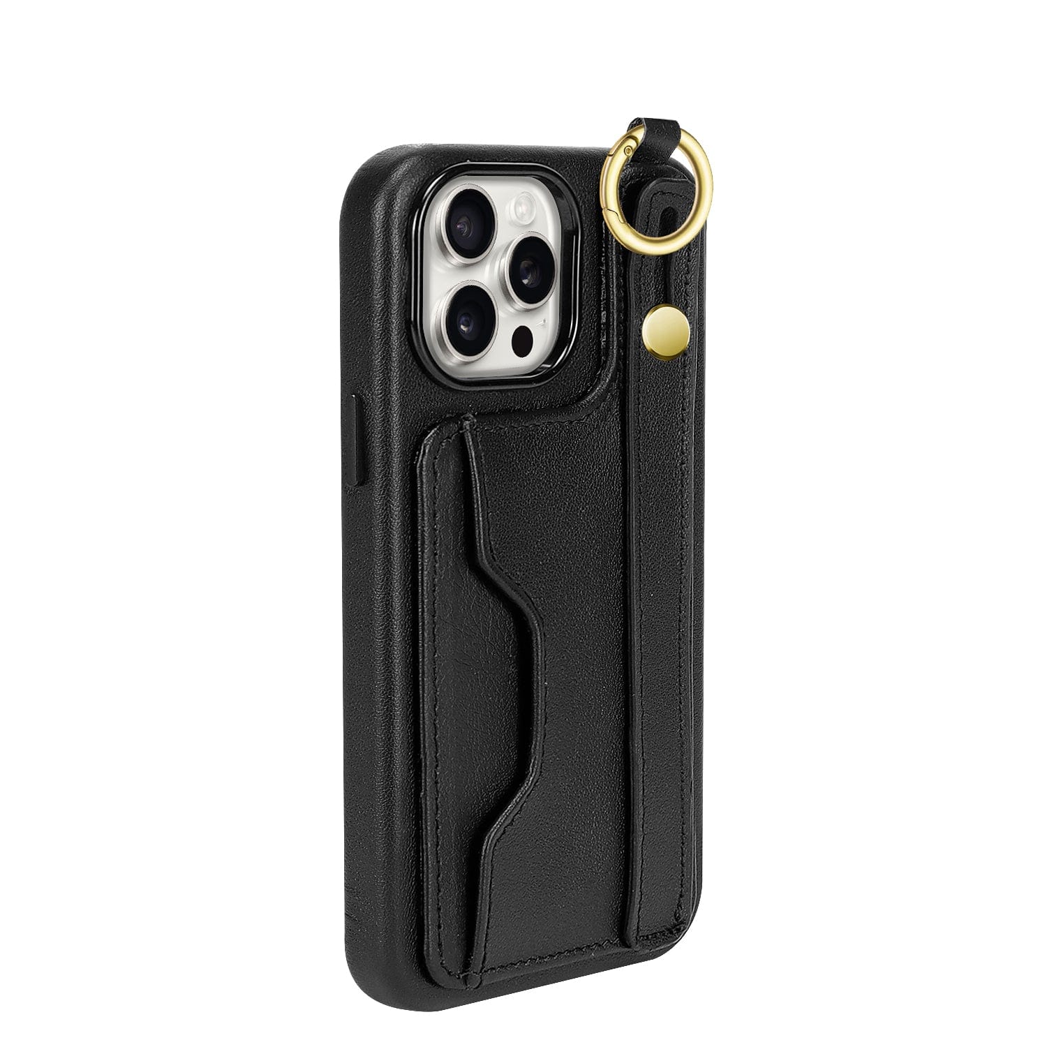 Indy Series Leather Wallet FingerGrip Case with Screen and Camera Protector - iPhone 15 Pro Max