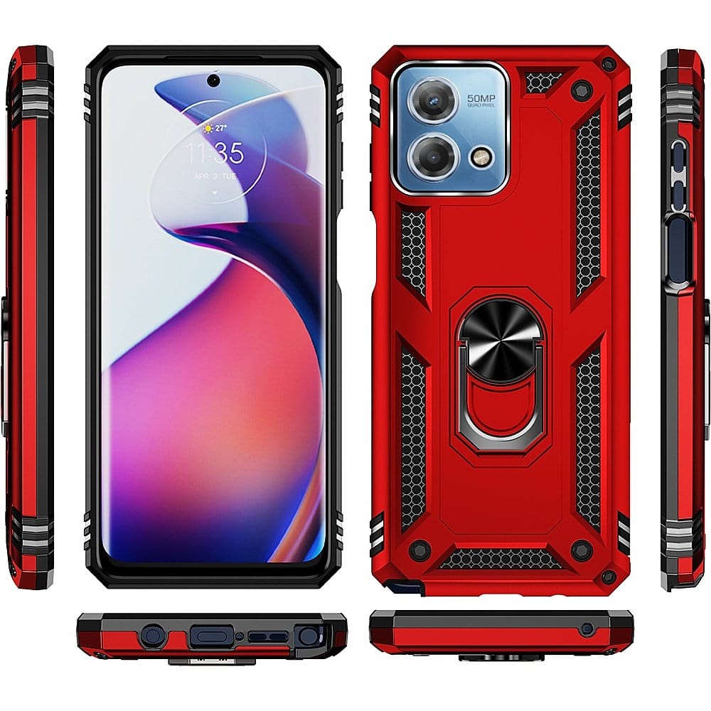Military Kickstand Series with Belt Clip Case for Motorola G Stylus 5G (2023) - Red