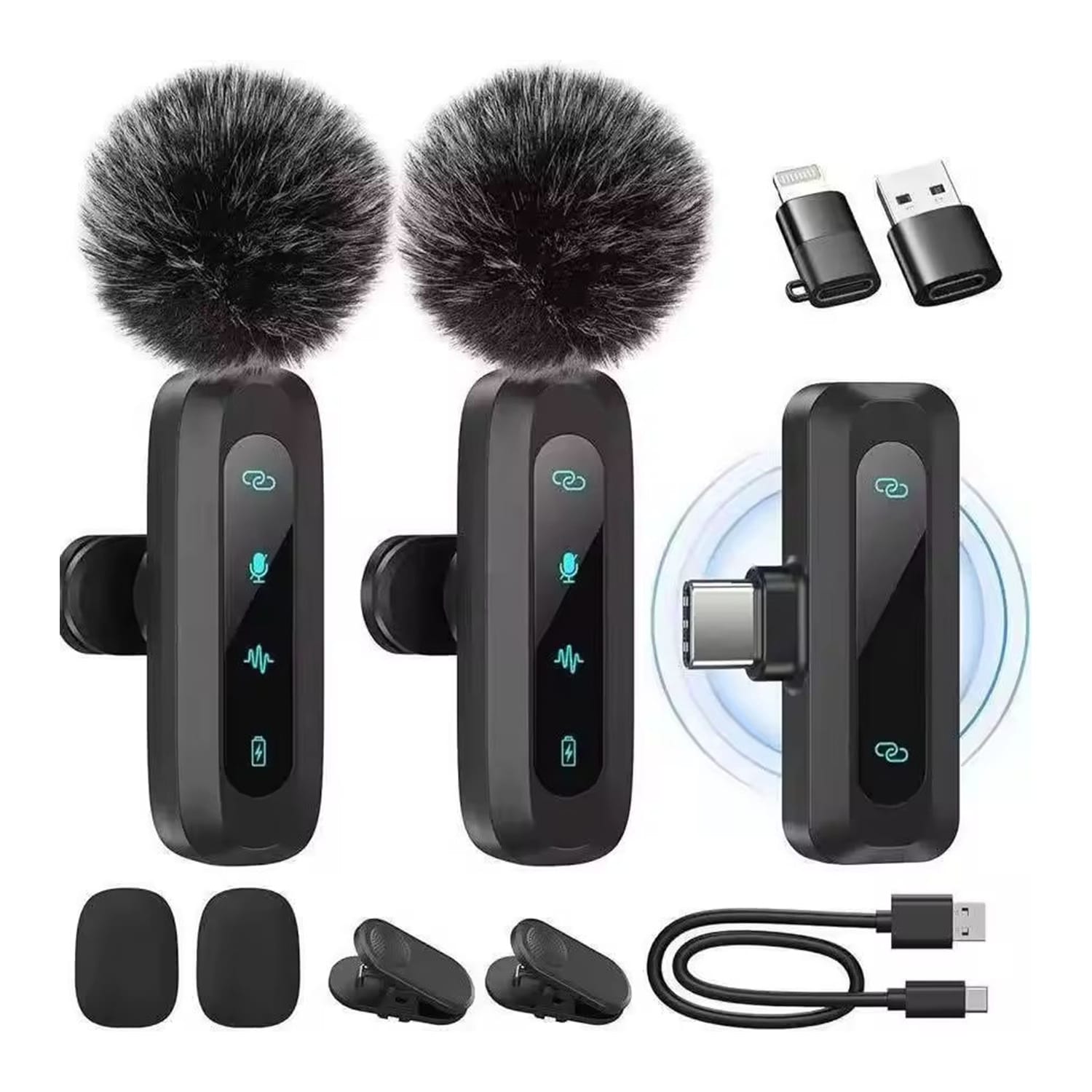 Wireless Lavalier Microphone Kit - Dual Clip-On Mics with USB-C Receiver
