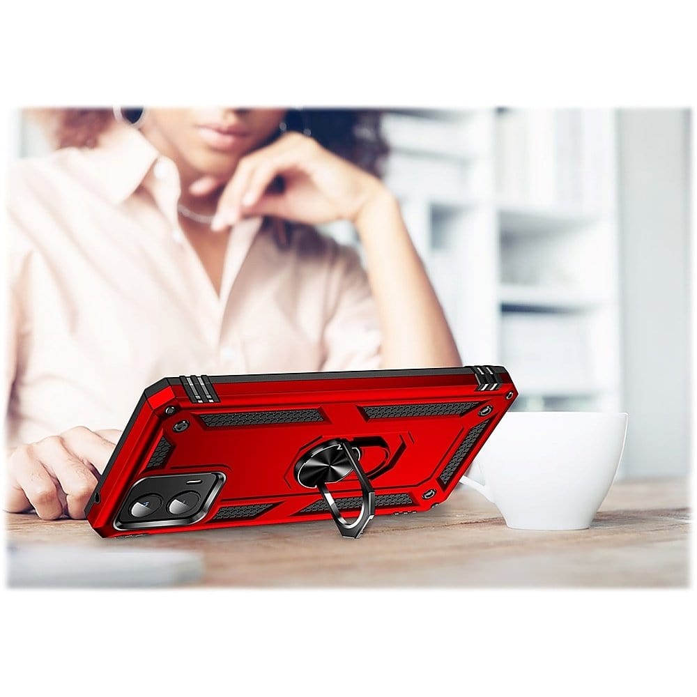 Military Kickstand Series with Belt Clip Case for Motorola Edge+ (2023) - Red