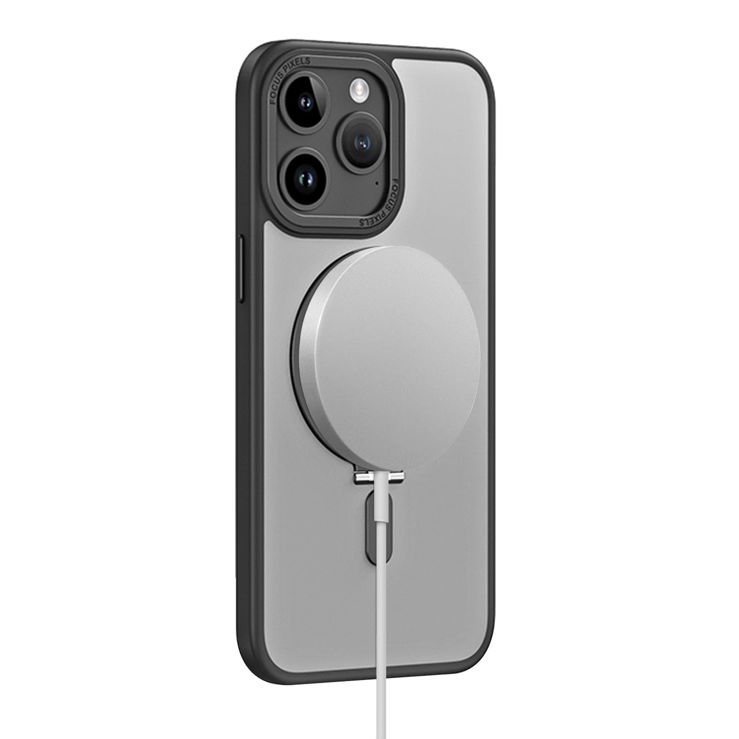 Protection Kit Bundle - Hybrid-Flex Kickstand Case with Tempered Glass Screen and Camera Protector for iPhone 15 Pro Max - Clear Black