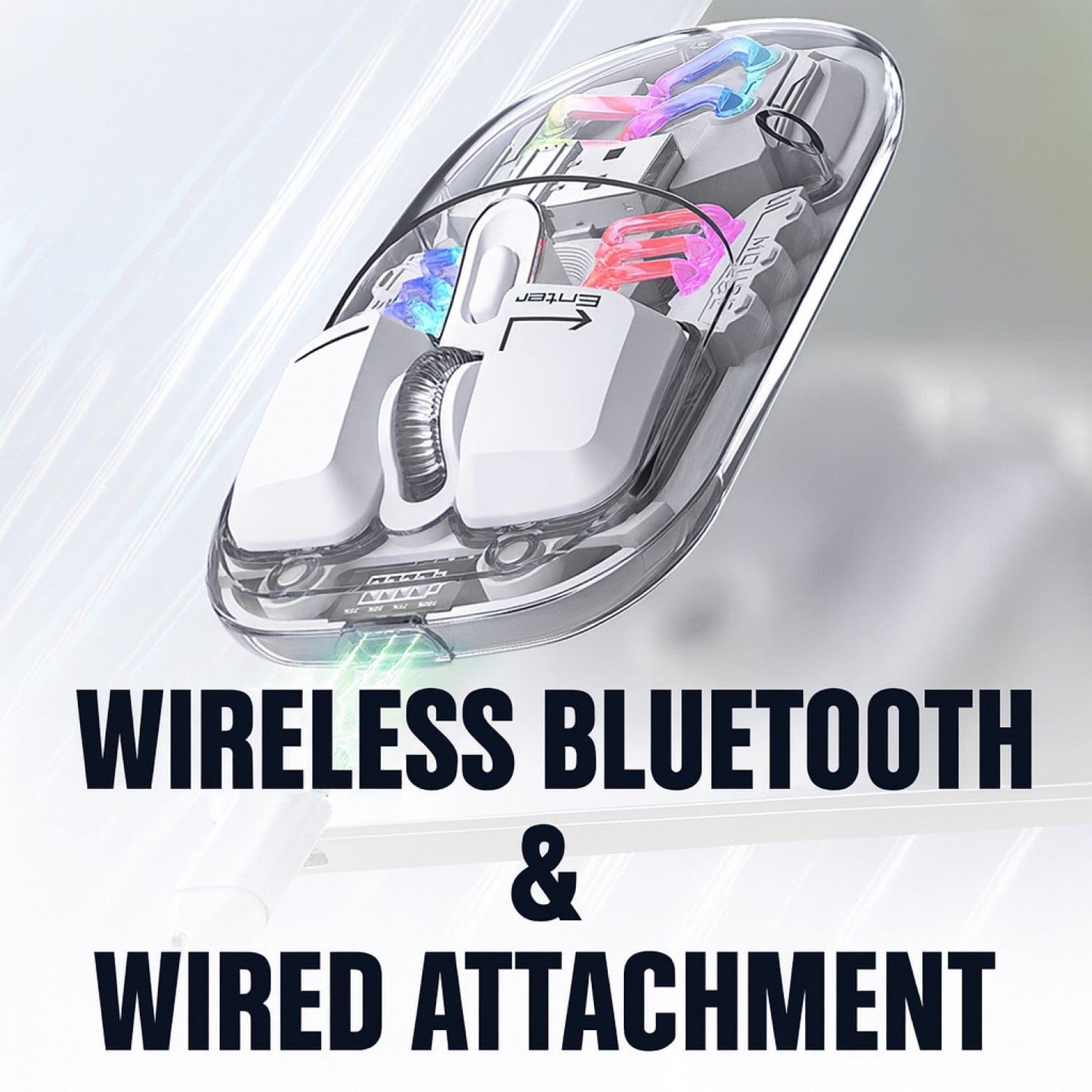 Cyberpunk Wireless Mouse - Transparent LED, Rechargeable Design | Glacier Pro Series