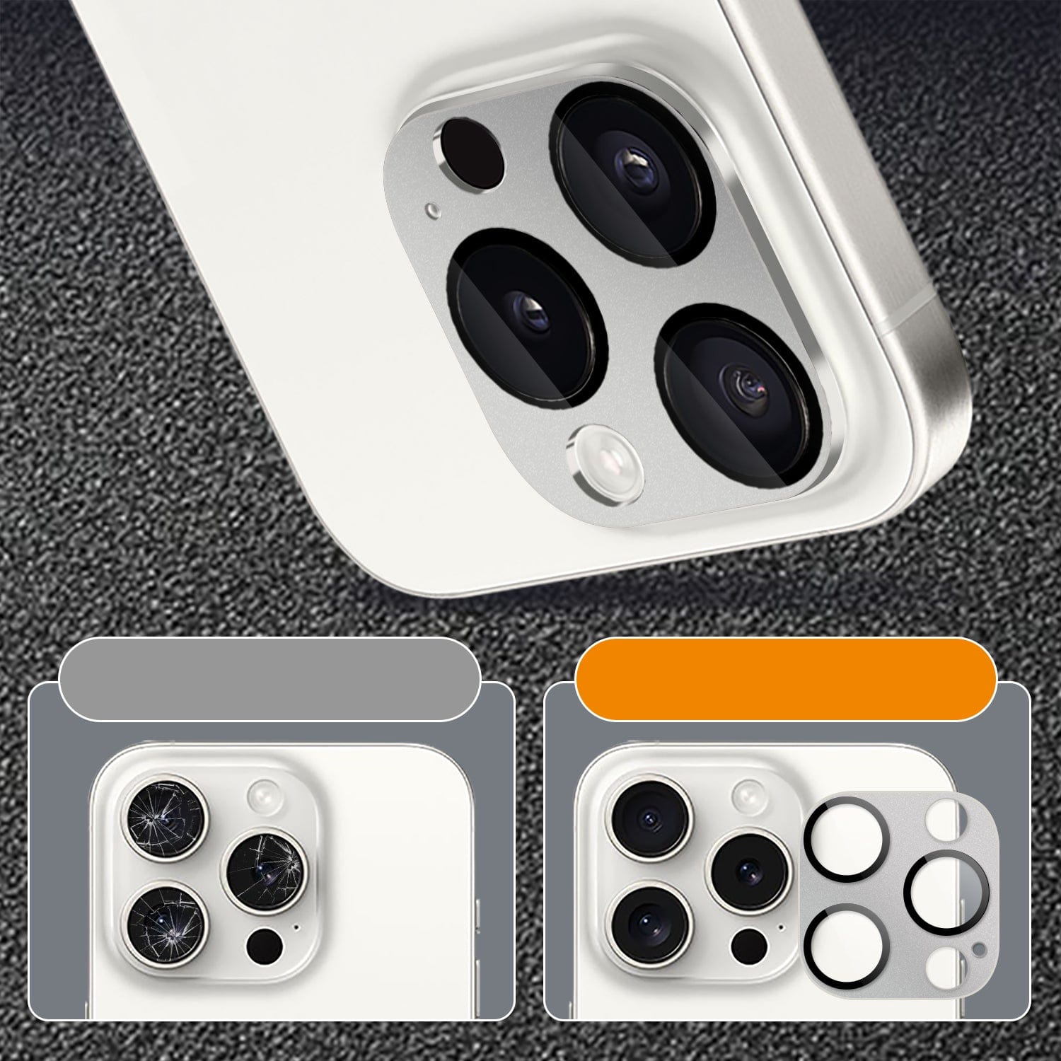 ZeroDamage HD Flexible Glass Camera Lens Protector for iPhone 15 Pro/15 Pro Max (2-Pack)