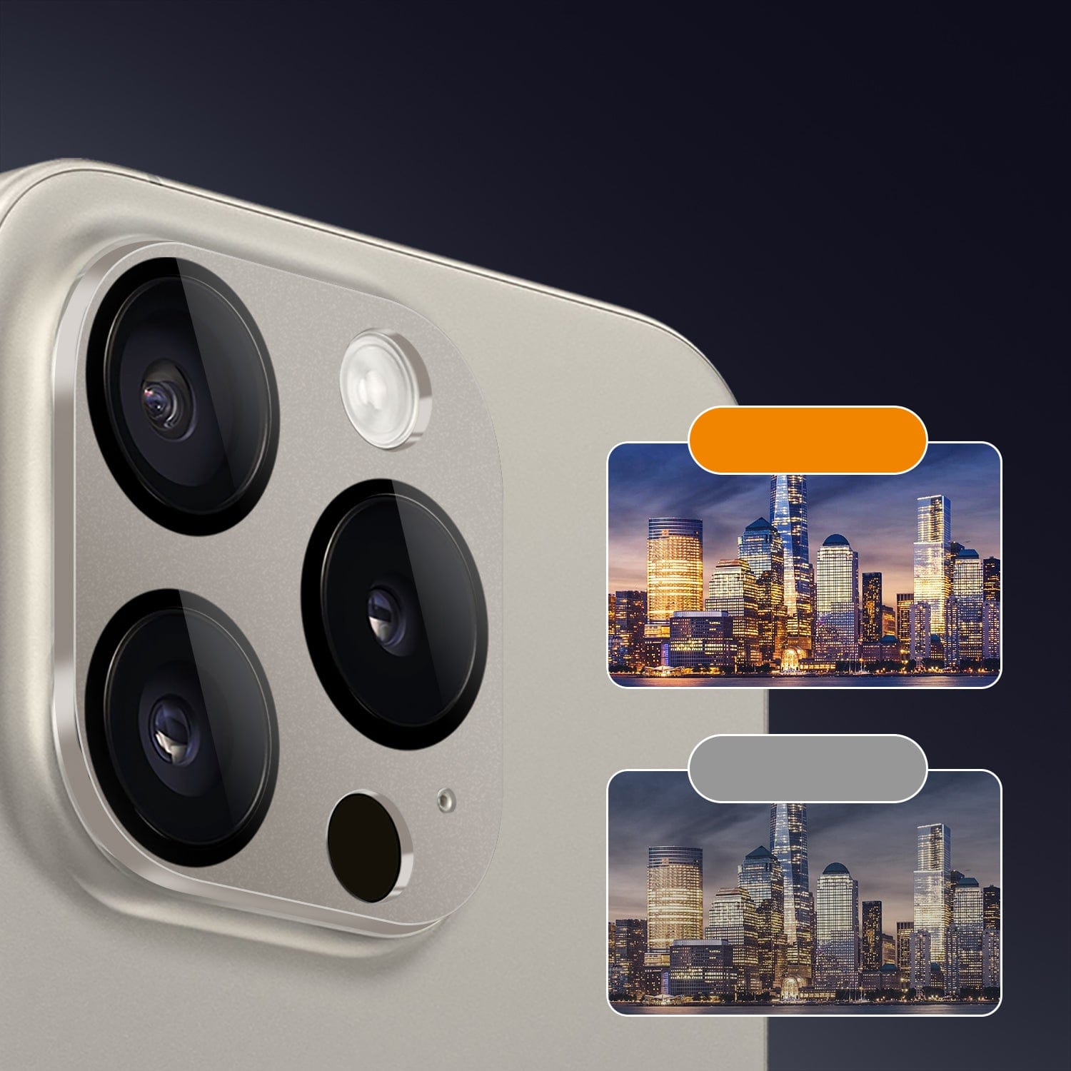 ZeroDamage HD Flexible Glass Camera Lens Protector for iPhone 15 Pro/15 Pro Max (2-Pack)