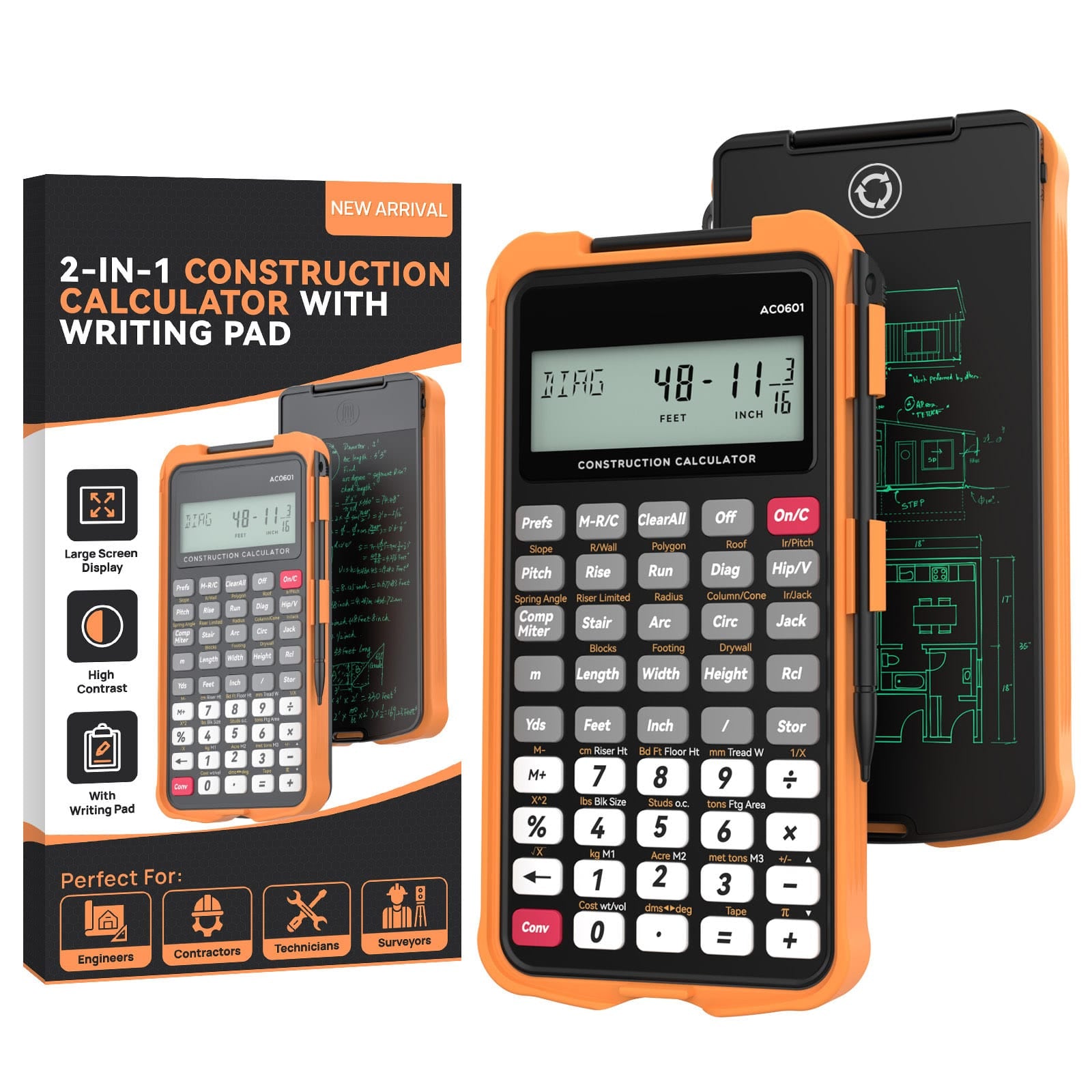 Sahara Construction Calculator - 200+ Engineering Functions & 2.6" LCD Display