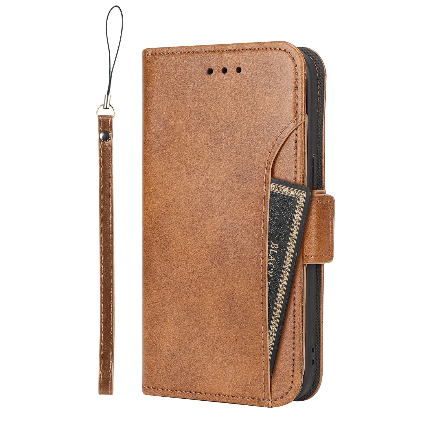 Genuine Leather Folio Wallet Case with MagSafe for iPhone 15 Pro Max
