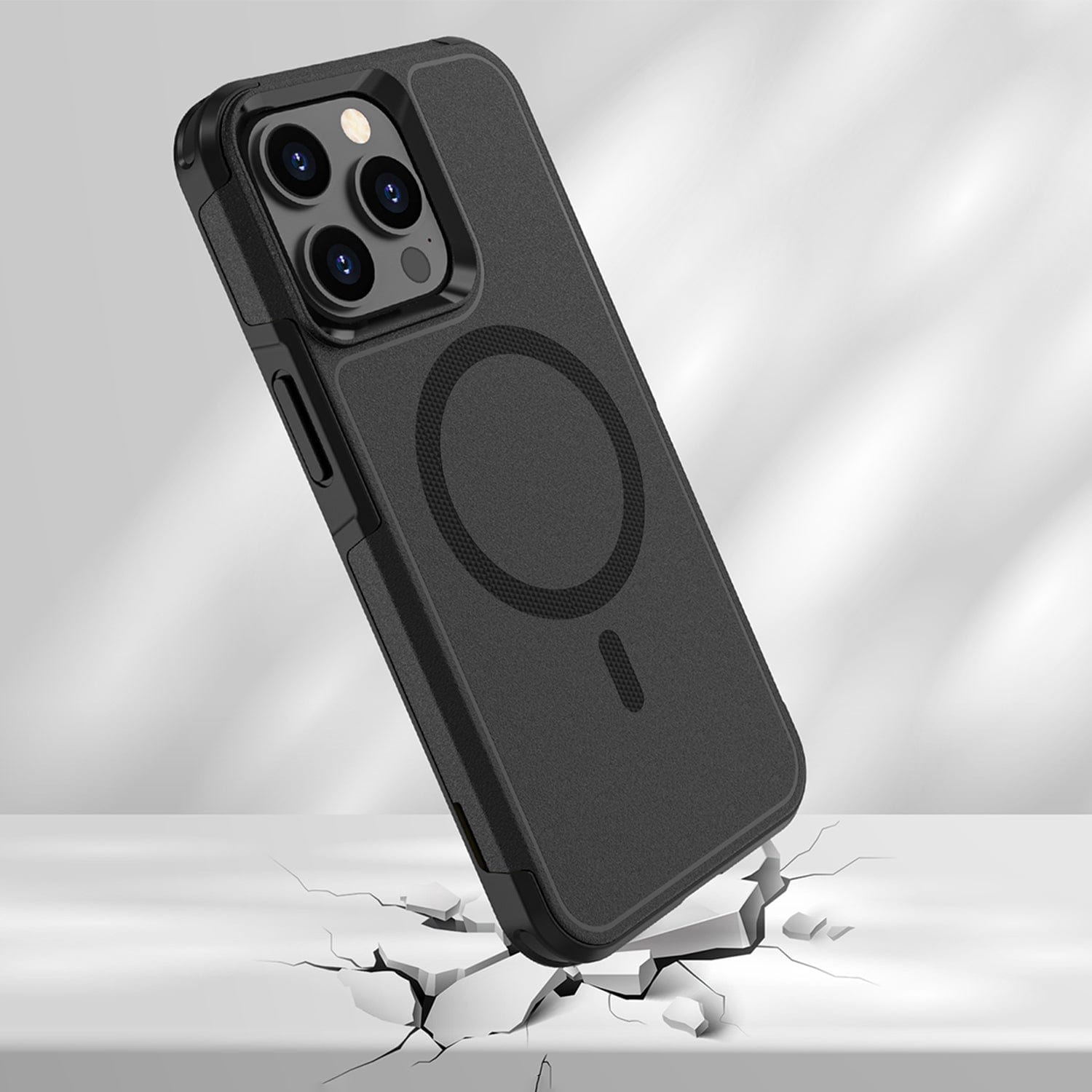 Protection Kit Bundle - Armor Series Hard Shell Case with Tempered Glass Screen and Camera Protector for iPhone 15 Pro Max - Black