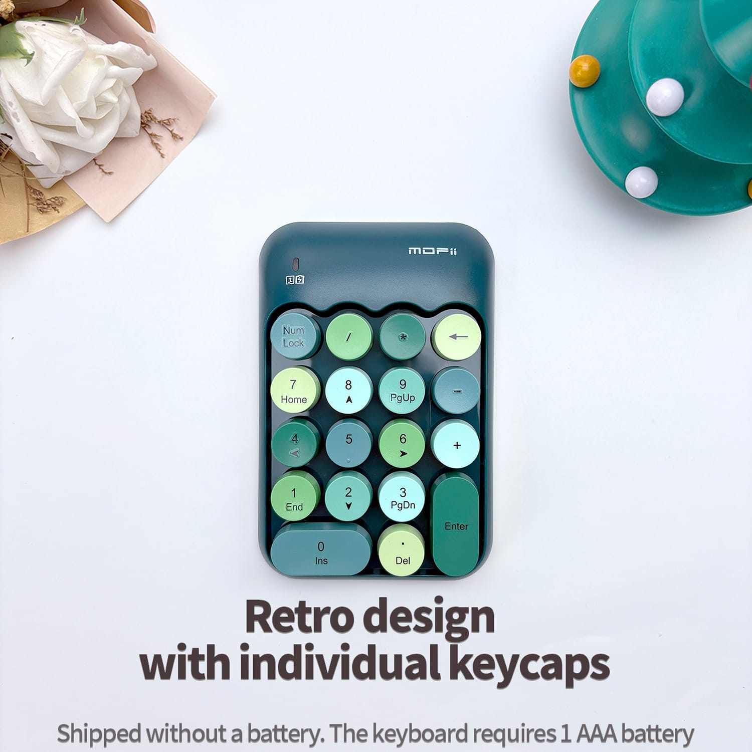 Wireless Numeric Keypad - Retro Ergonomic Design