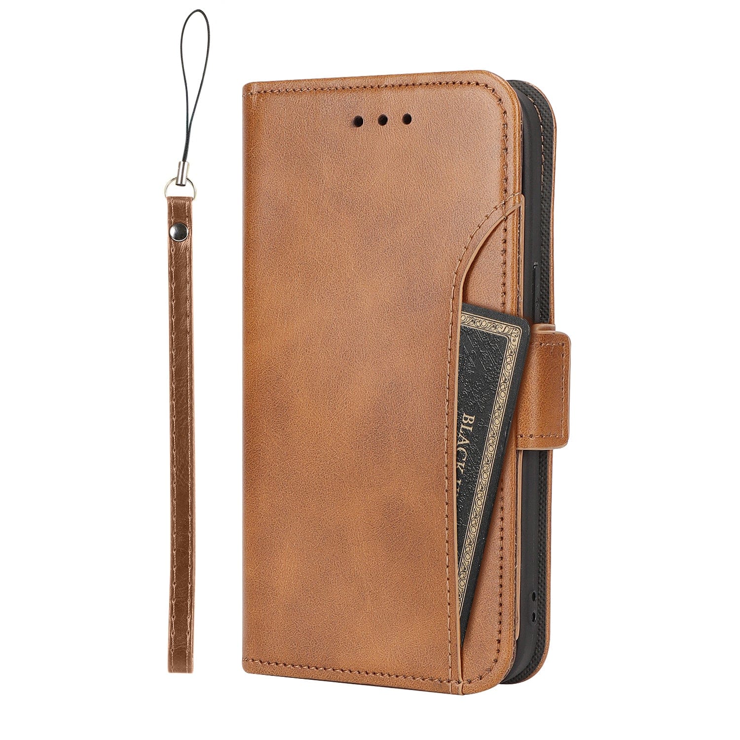 Indy Series Leather Folio Wallet MagSafe Case with Screen and Camera Protector - iPhone 15 Pro Max