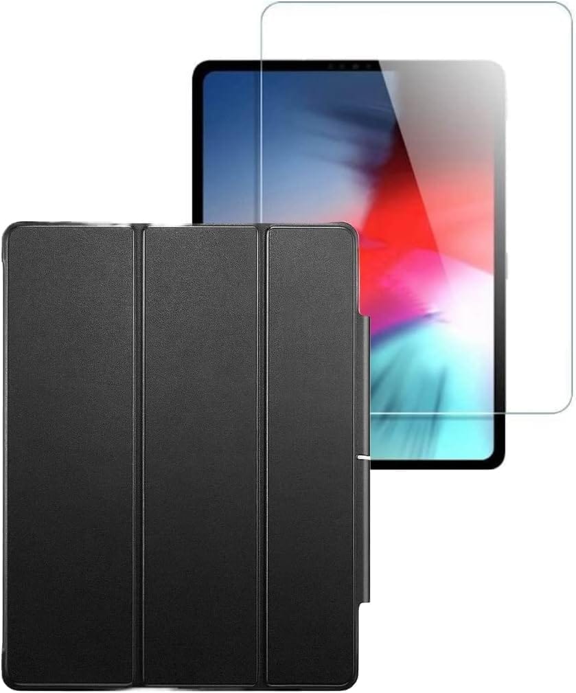 Apple iPad Pro 12.9" (4th,5th, and 6th Gen 2020-2022) Protection Kit Bundle - ESR Folio Case with Tempered Glass Screen (Black)