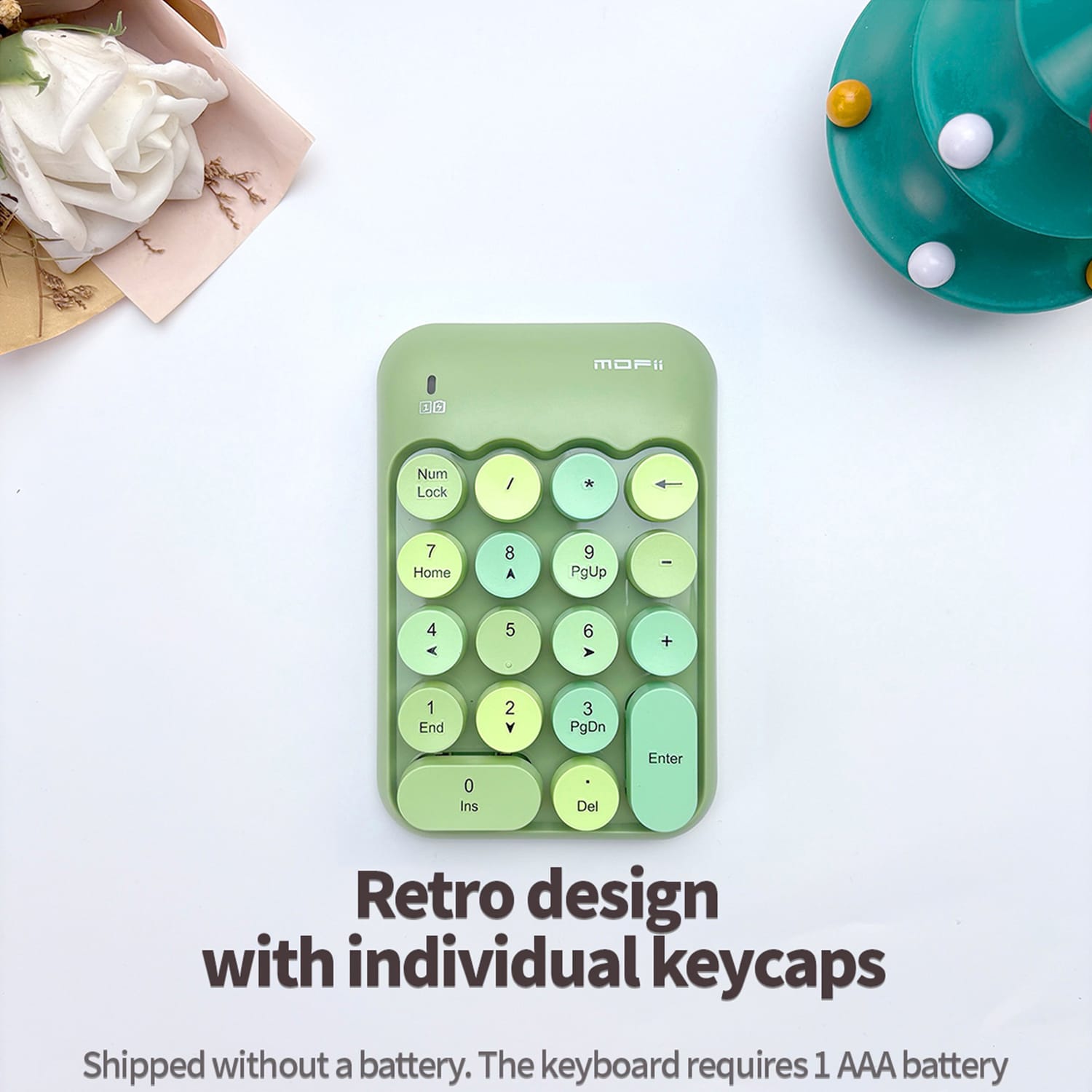 Wireless Numeric Keypad - Retro Ergonomic Design