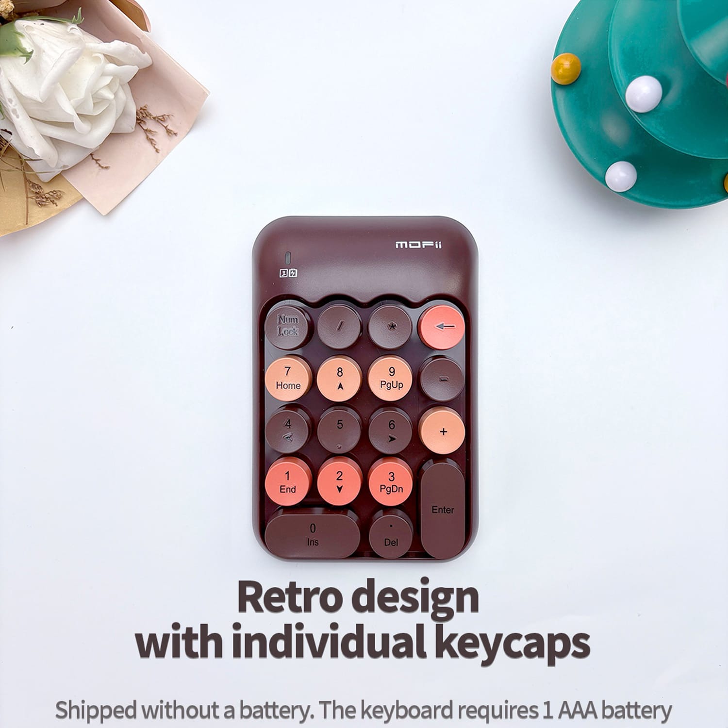 Wireless Numeric Keypad - Retro Ergonomic Design