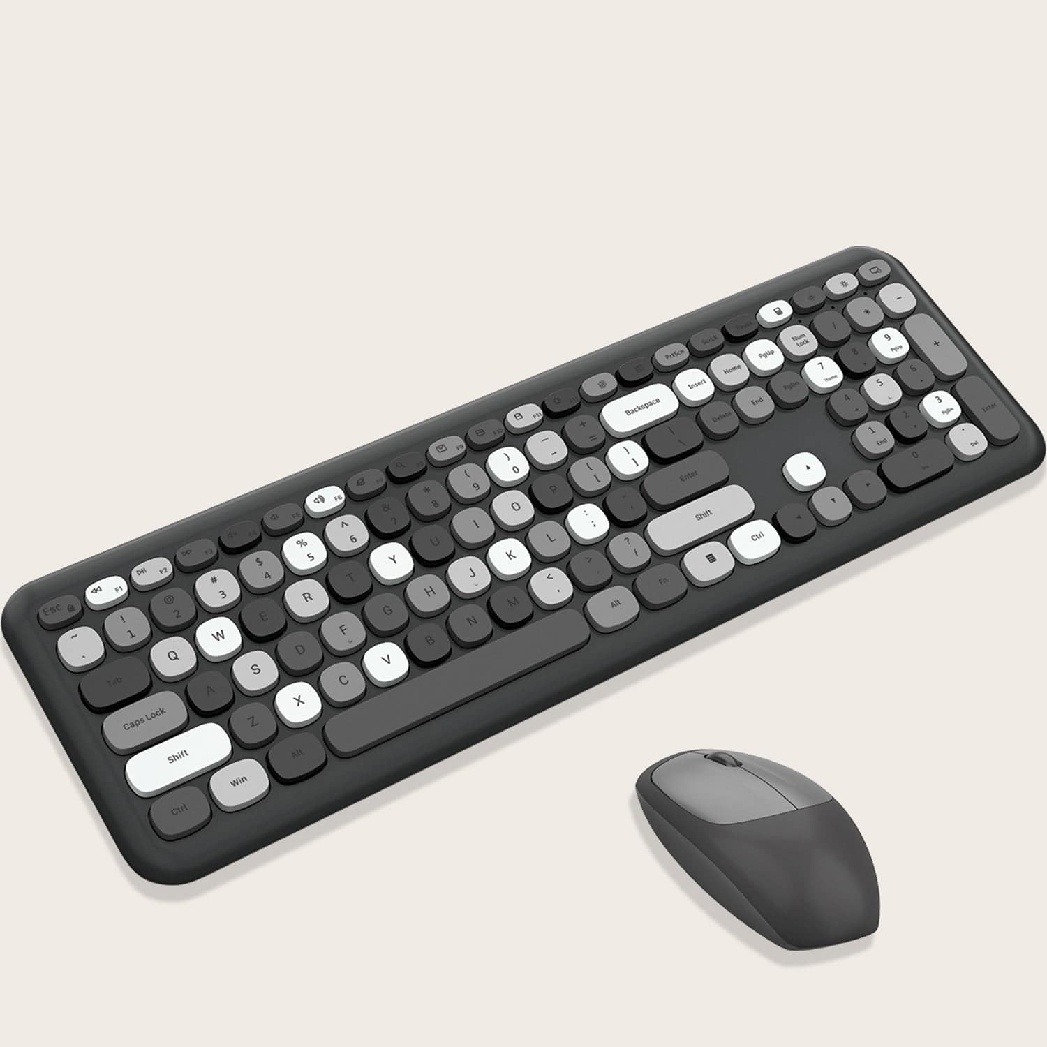 Wireless Keyboard and Mouse Combo with Black/Gray Keys