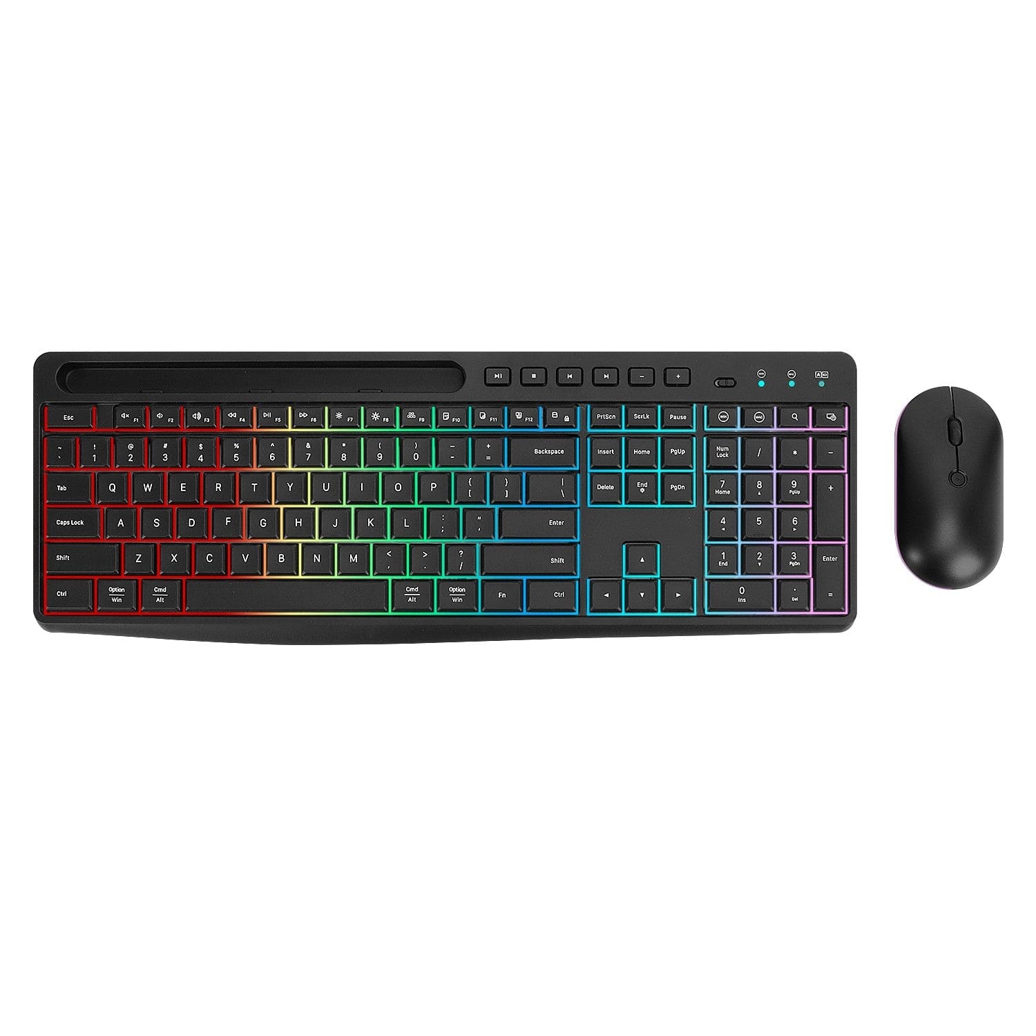 Rechargeable Silent Wireless Keyboard & Mouse Combo - 106 Keys, RGB Backlight