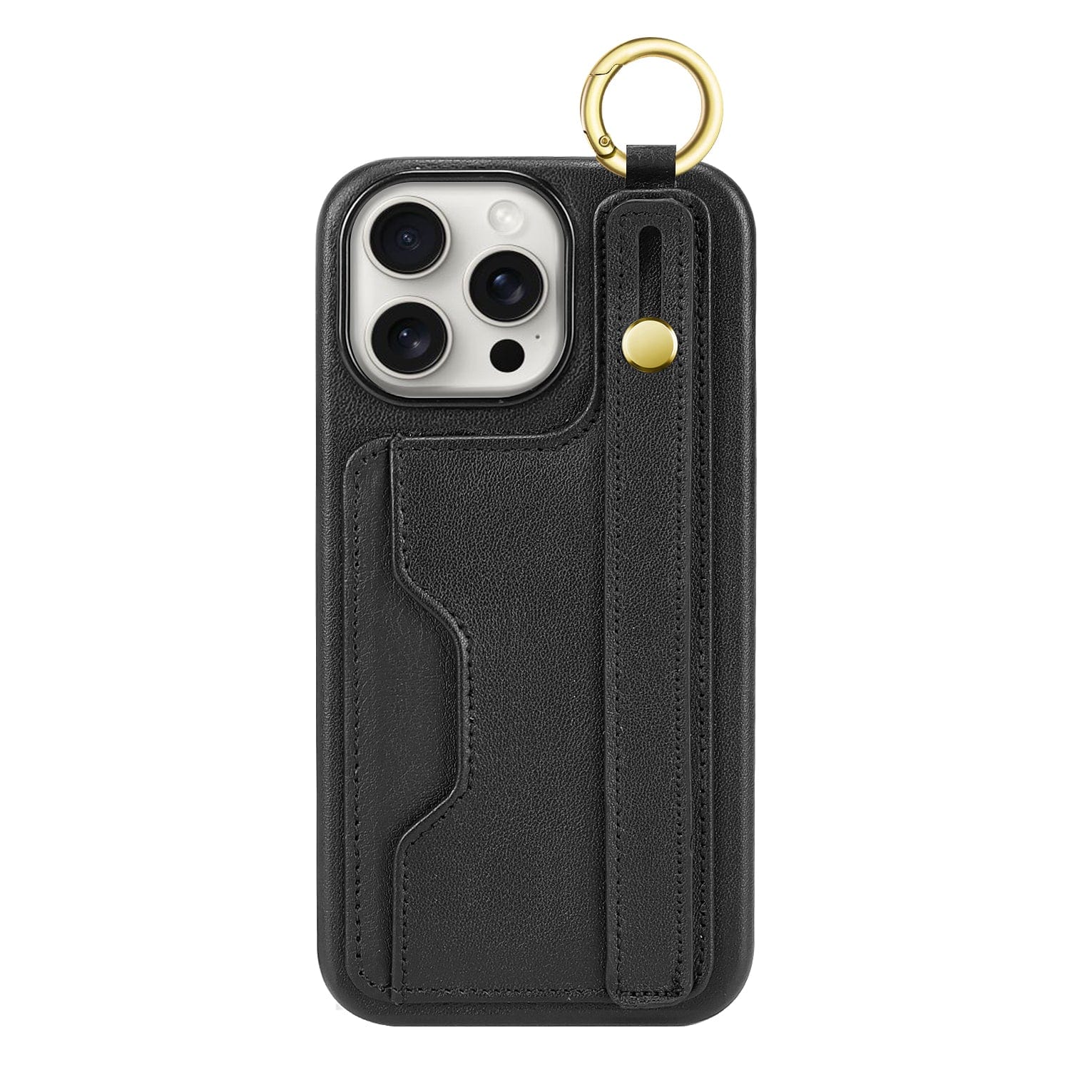 Indy Series Leather Wallet FingerGrip Case with Screen and Camera Protector - iPhone 15 Pro Max