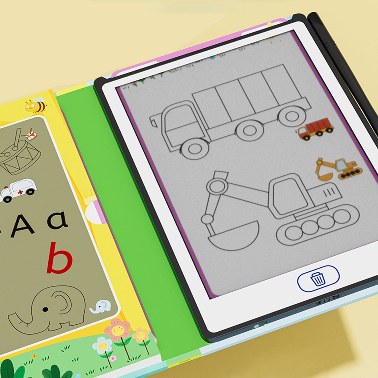 LCD Learning Kids Tablet 8.5" - Letter & Animal Tracing, One-Touch Erase