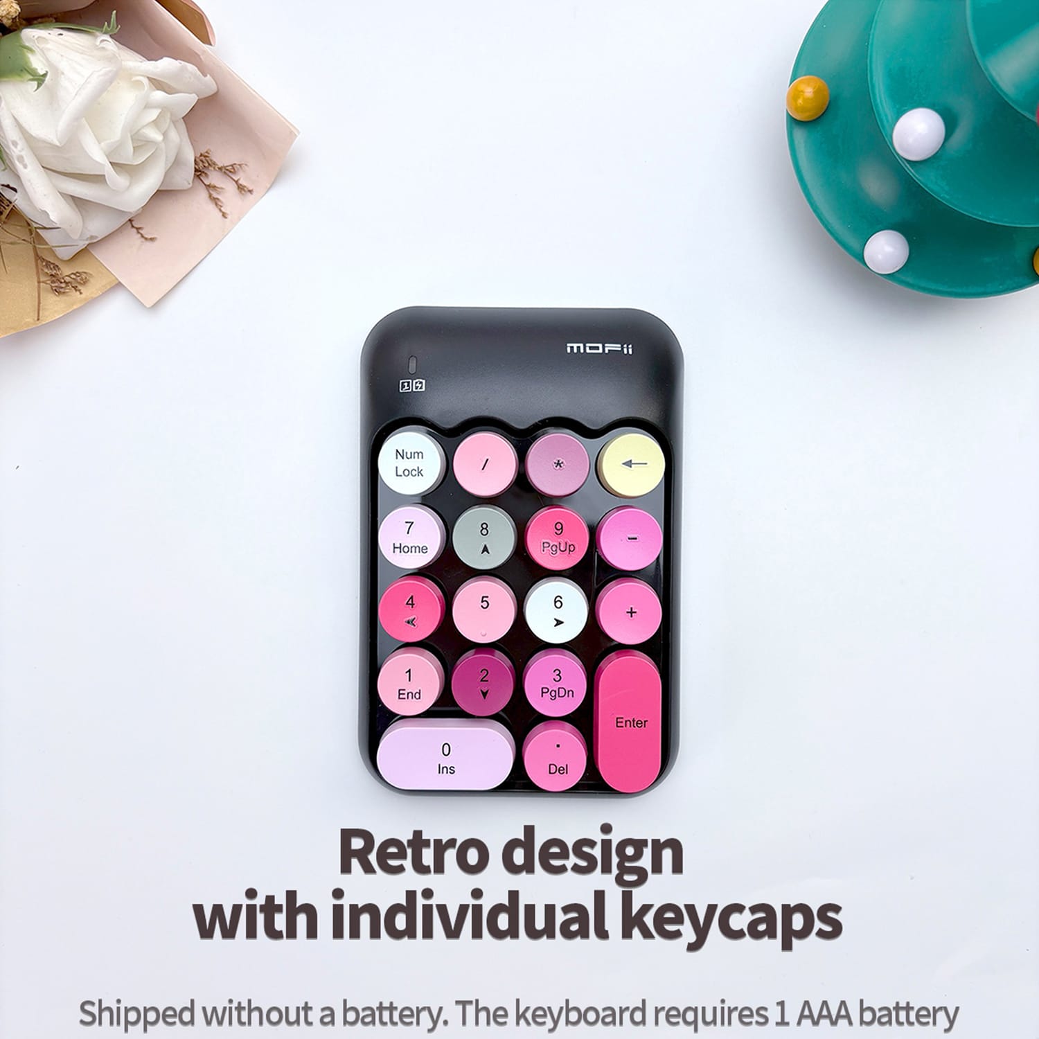 Wireless Numeric Keypad - Retro Ergonomic Design