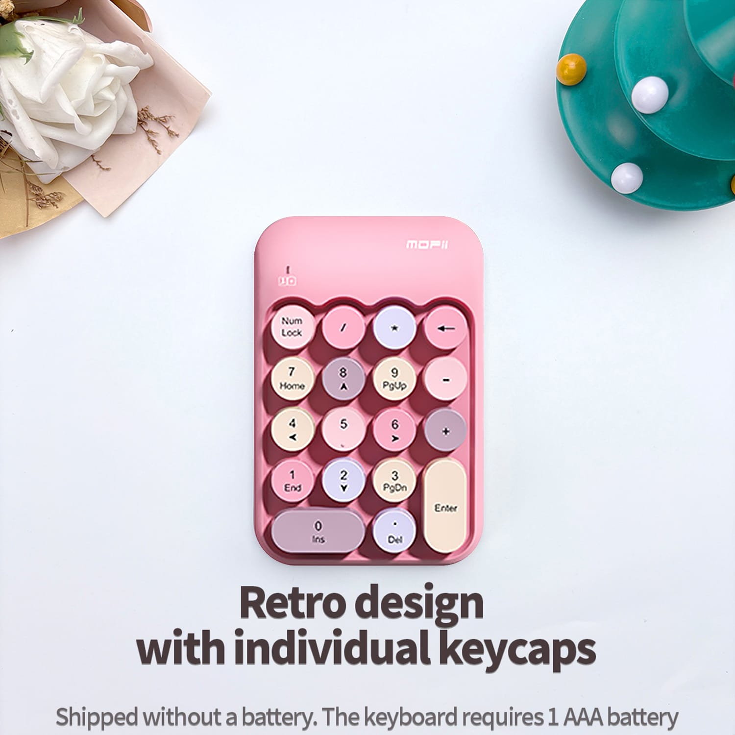 Wireless Numeric Keypad - Retro Ergonomic Design