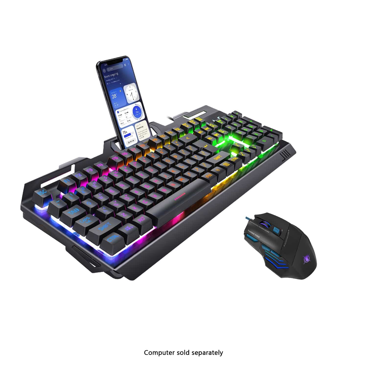 Wired Gaming Keyboard & Mouse Combo - Anti-Ghosting Multi-Key, 7-RGB Backlights