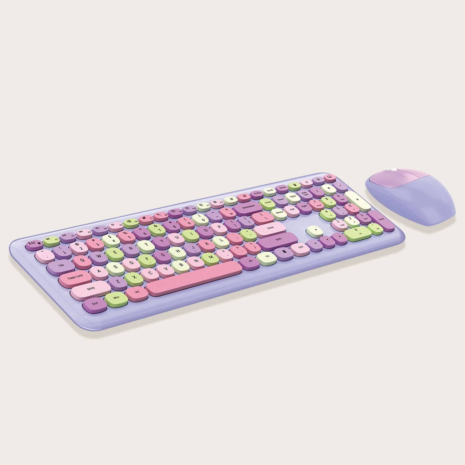 Wireless Keyboard and Mouse Combo with Purple Keys