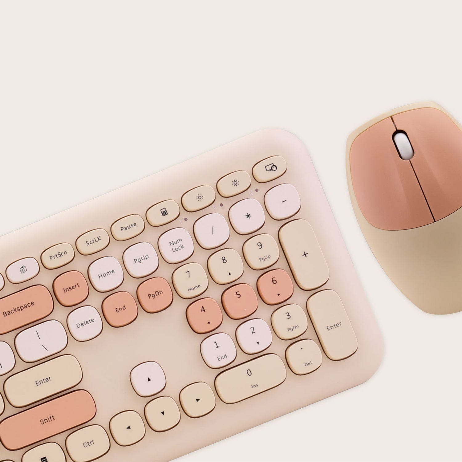Wireless Keyboard and Mouse Combo with Lime Beige Keys