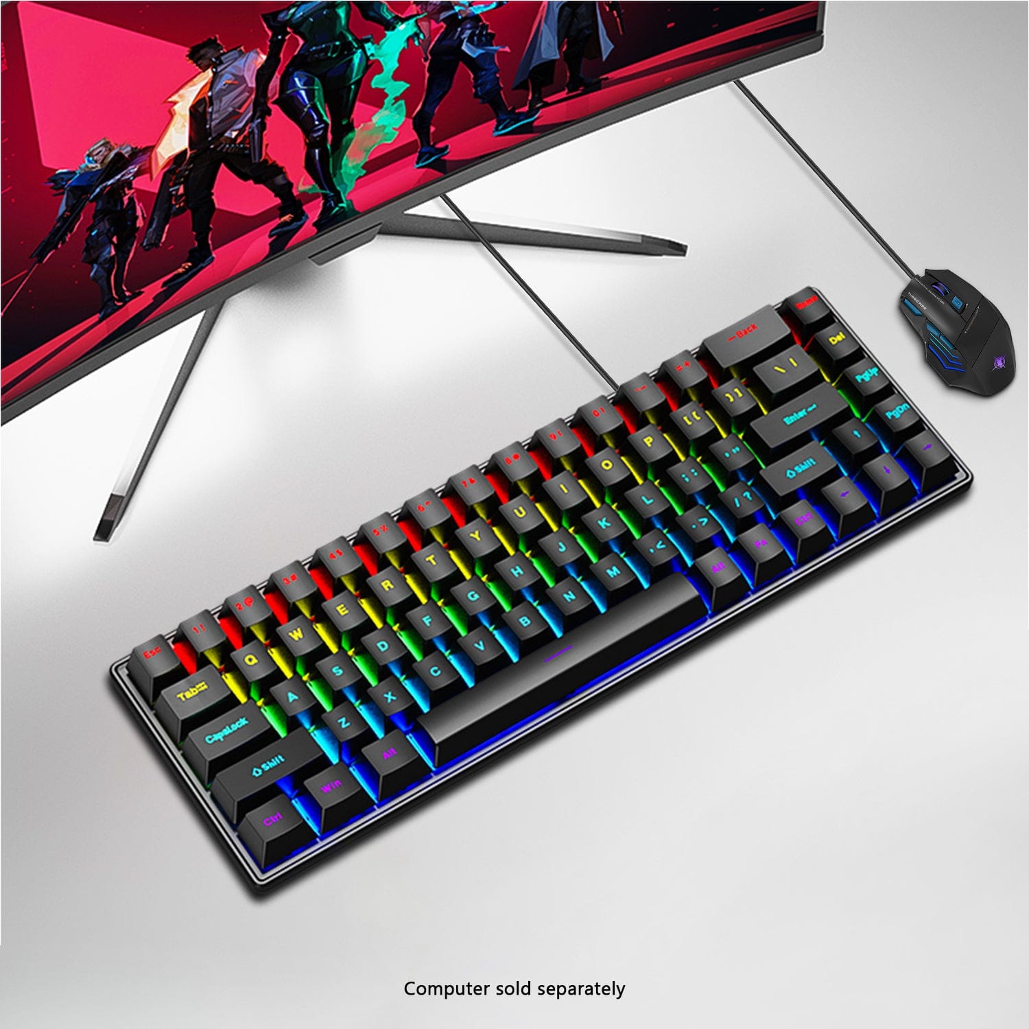 Wired Gaming Keyboard & Mouse Combo - Anti-Ghosting Multi-Key, 68 Keys