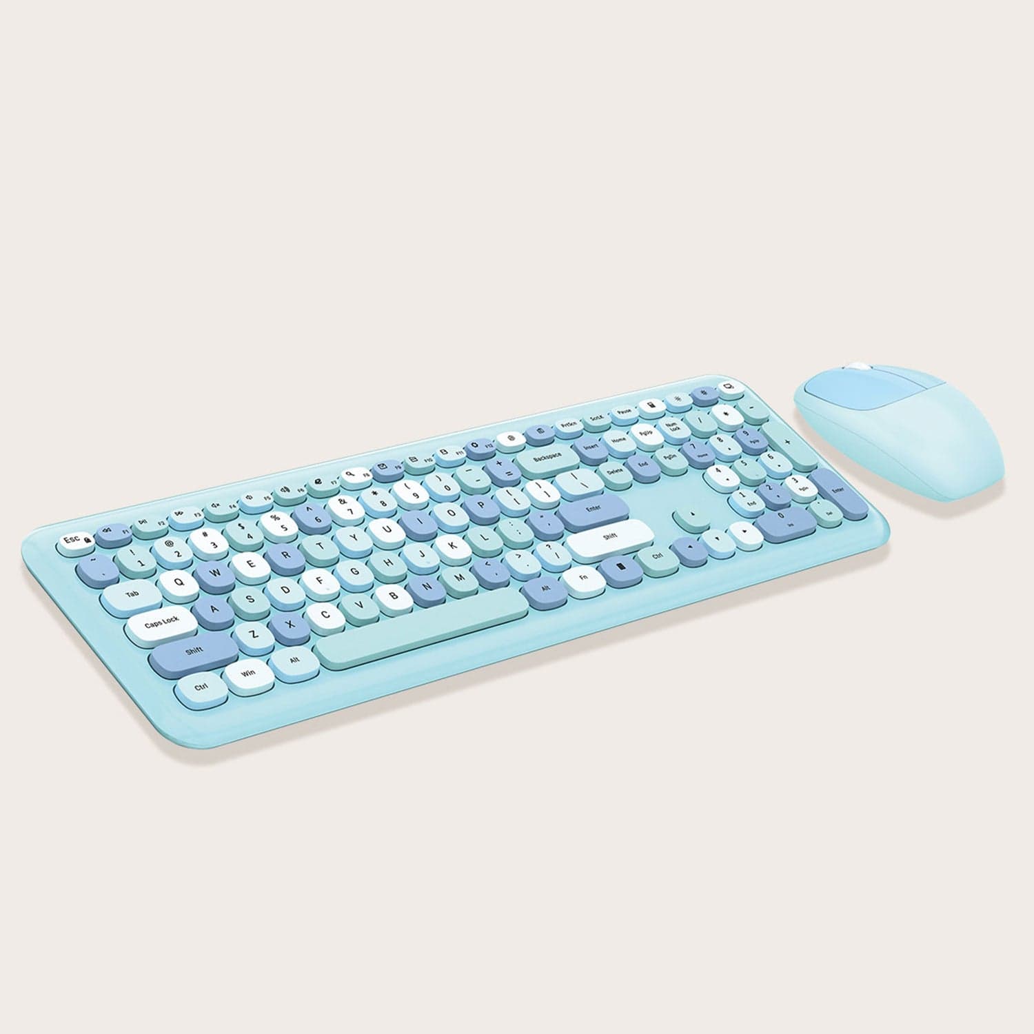 Wireless Keyboard and Mouse Combo with Aqua Flush Keys