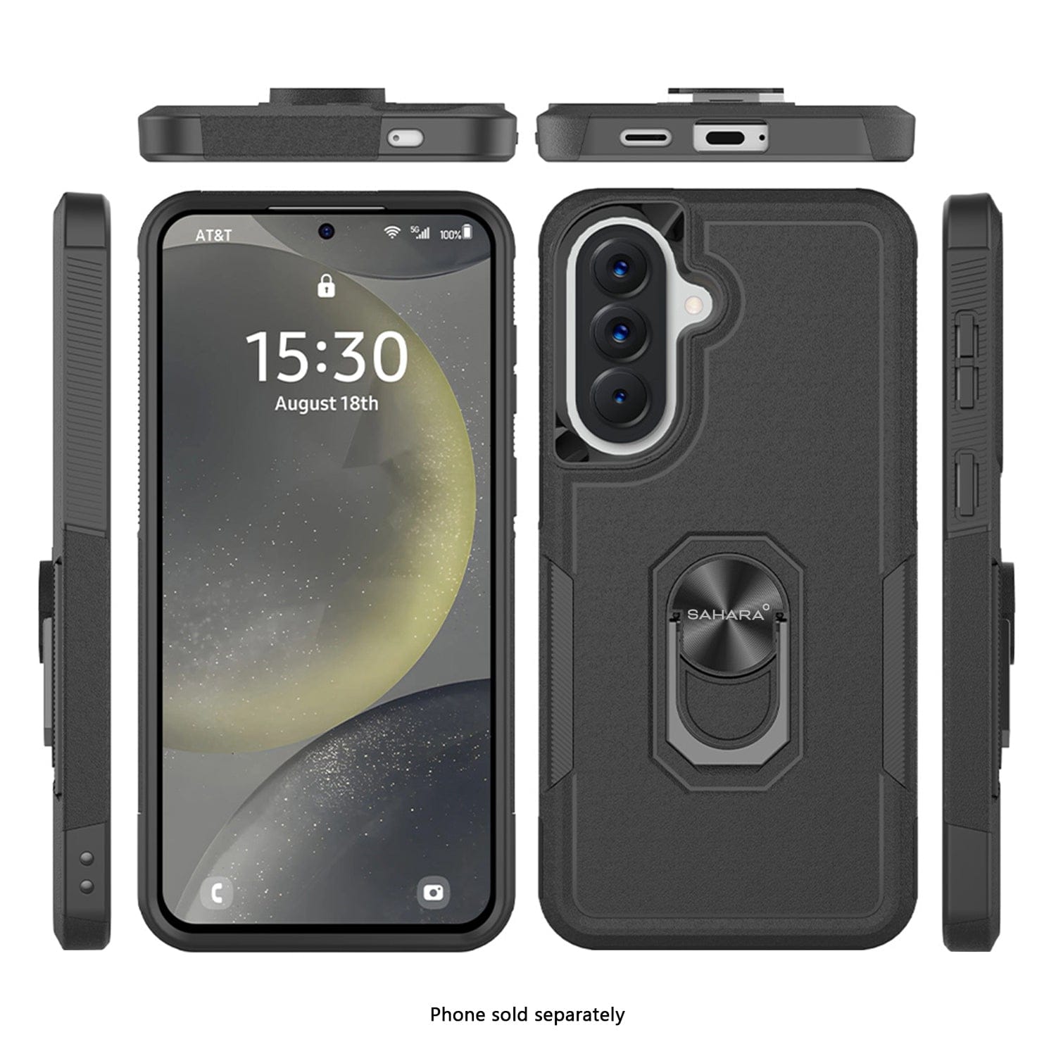 Samsung Galaxy A57 case with stand and ring holder on a white background