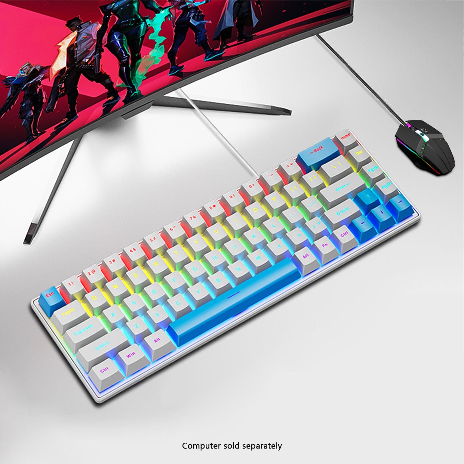 Wired Gaming Keyboard & Mouse Combo - Anti-Ghosting Multi-Key, 68 Keys