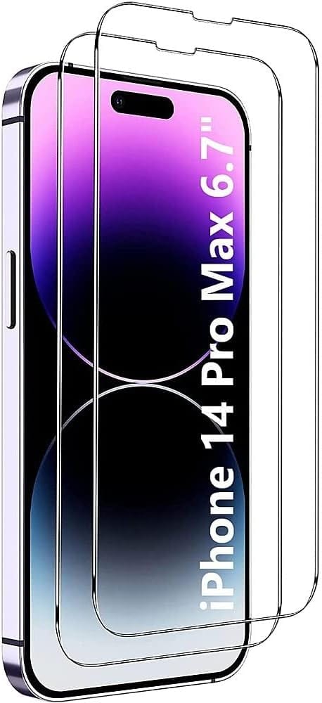 iPhone 14 Pro Max 6.7-inch Protection Kit Bundle - Marble Series Case with Tempered Glass Screen and Camera Protector (Purple Marble)