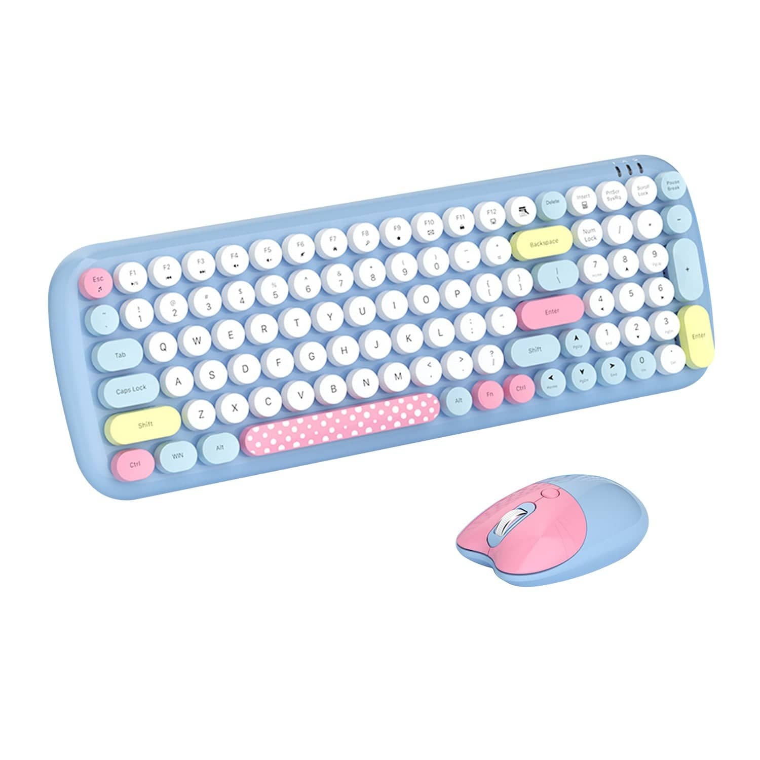 Wireless Keyboard & Mouse Combo - Soft Click, Colorful 100 Keys