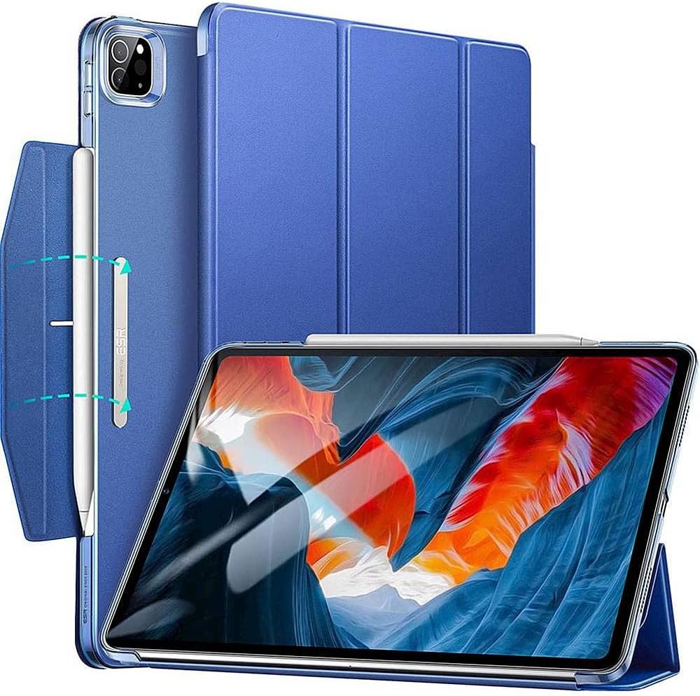 Apple iPad Pro 12.9" (4th,5th, and 6th Gen 2020-2022) Protection Kit Bundle - ESR Folio Case with Tempered Glass Screen (Blue)