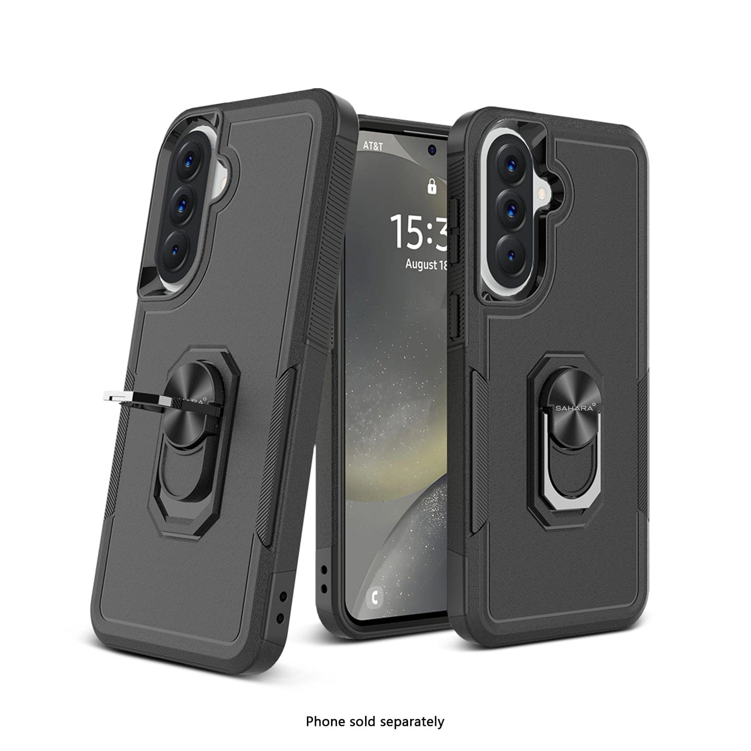 Samsung Galaxy A57 case with ring holder on a white background