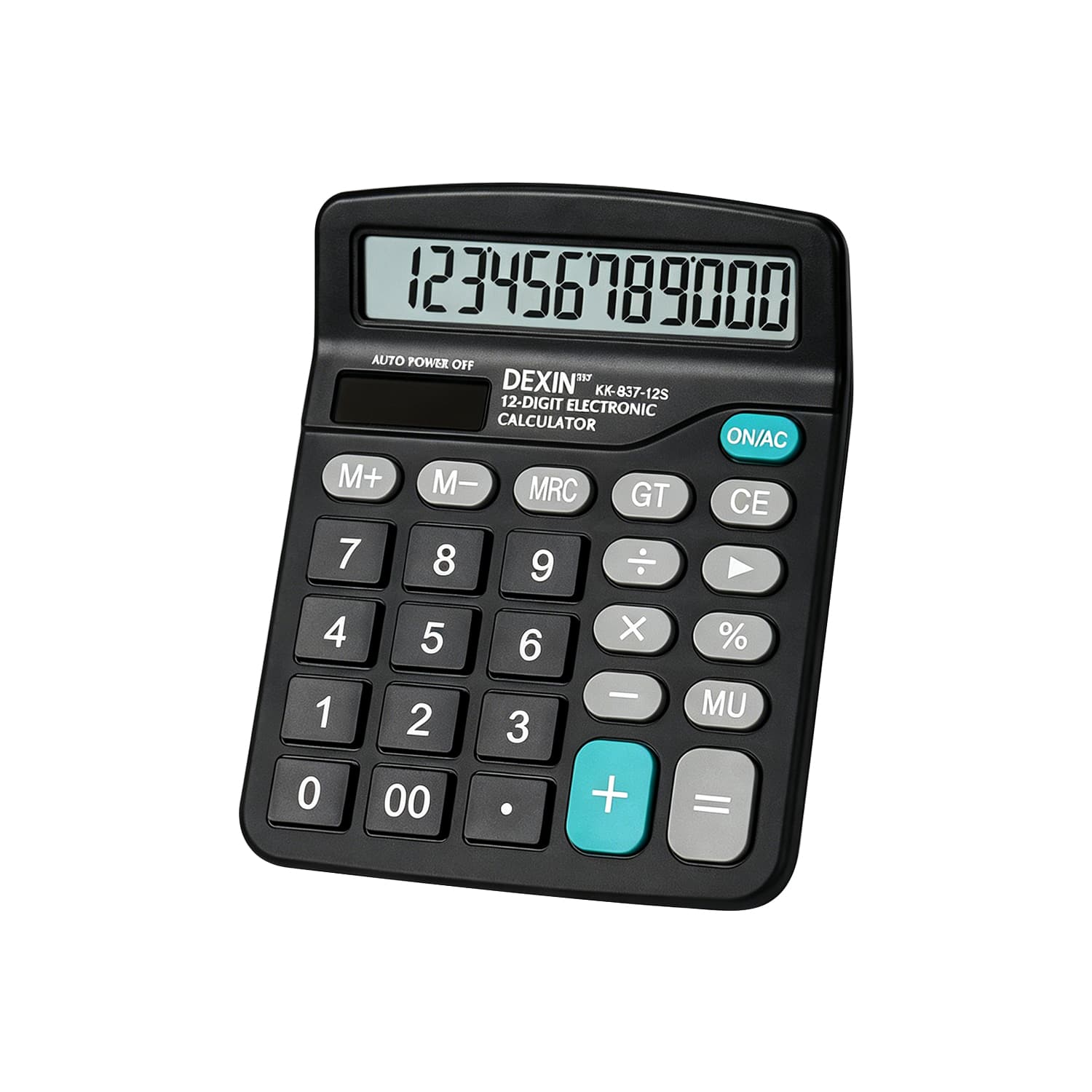 12-Digit Desktop Calculator - Dual Power Solar & Battery