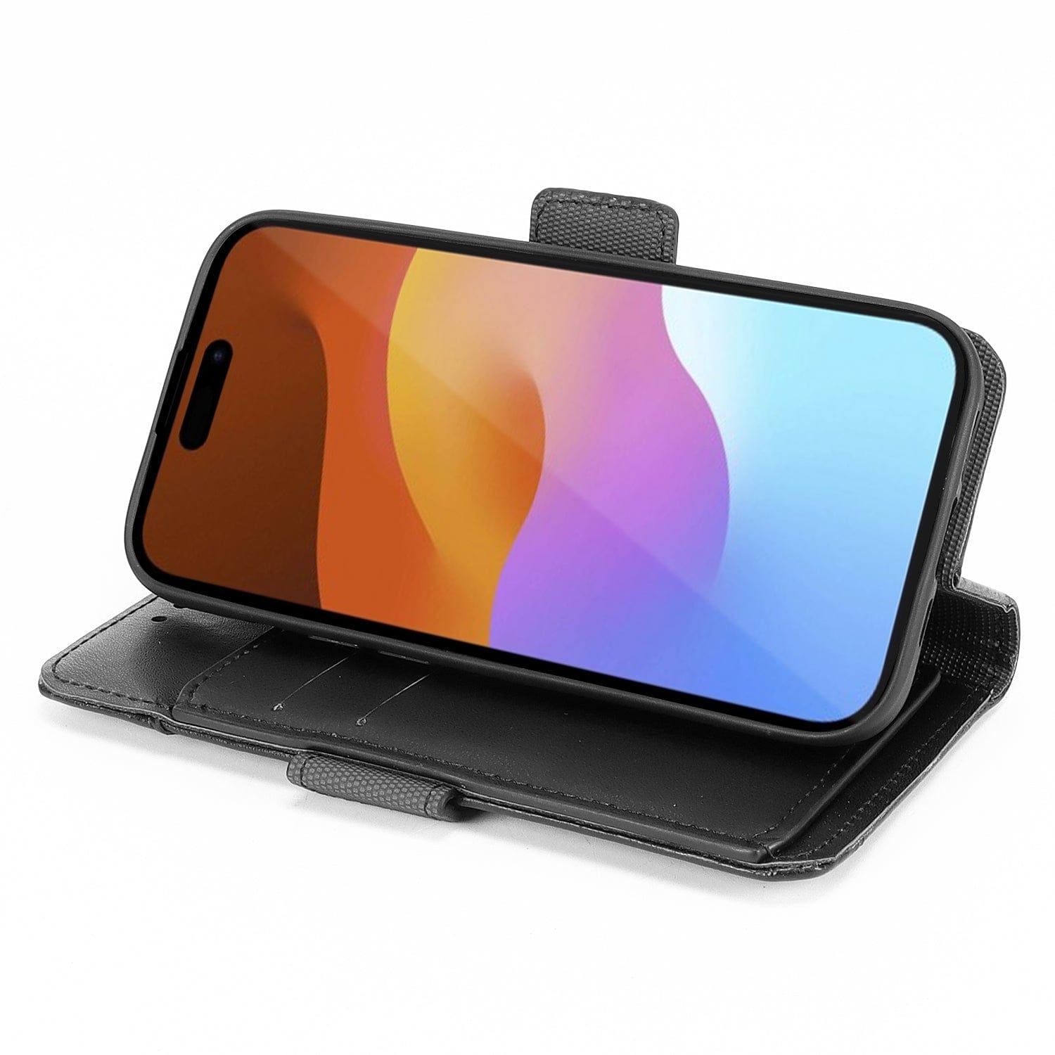 Indy Series Leather Wallet MagSafe Case with Screen and Camera Protector - iPhone 15 Plus