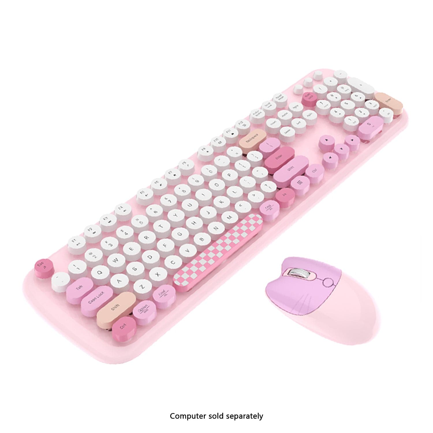 Wireless Keyboard & Mouse Combo - Silent Click, Colorful 104 Keys