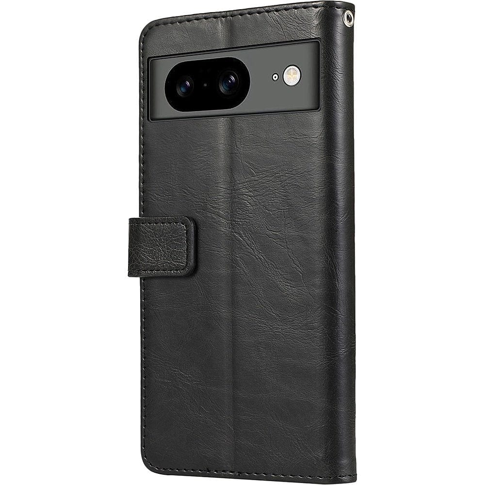 Leather Folio Wallet Case for Google Pixel 8 - Black