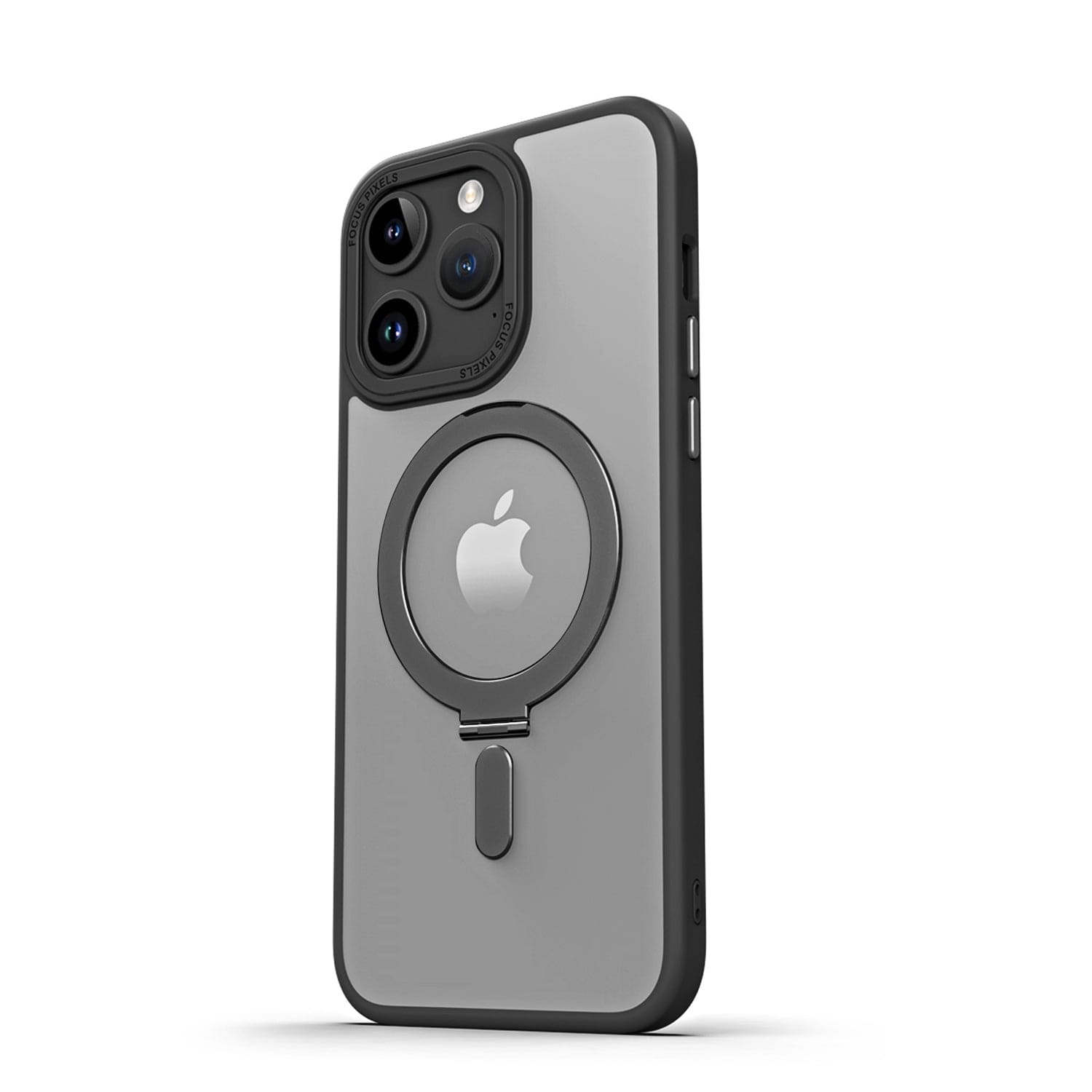 Protection Kit Bundle - Hybrid-Flex Kickstand Case with Tempered Glass Screen and Camera Protector for iPhone 15 Pro Max - Clear Black