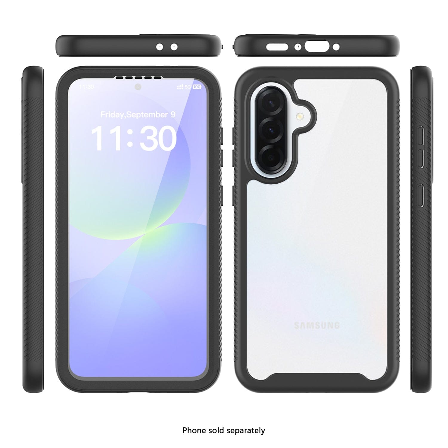 Samsung Galaxy A37 case with screen protector on a white background