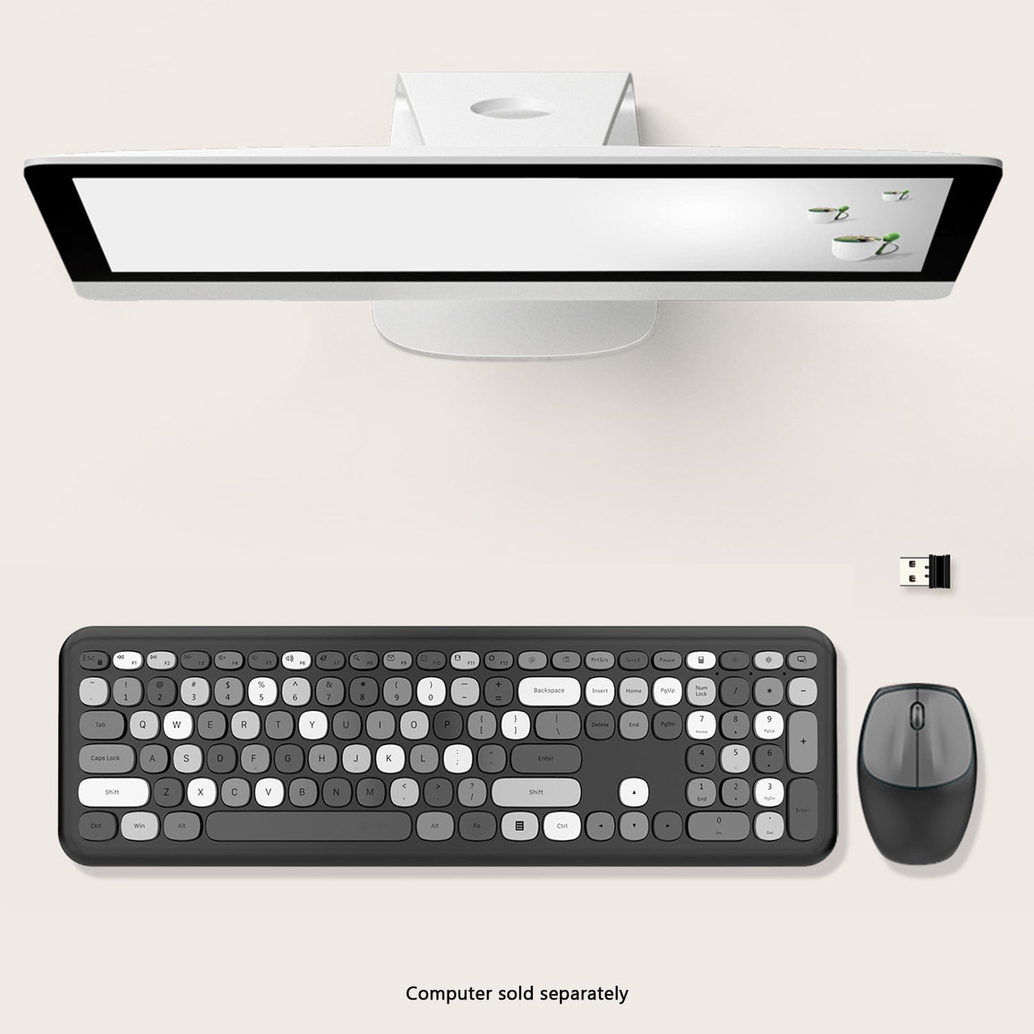 Wireless Keyboard and Mouse Combo with Black/Gray Keys