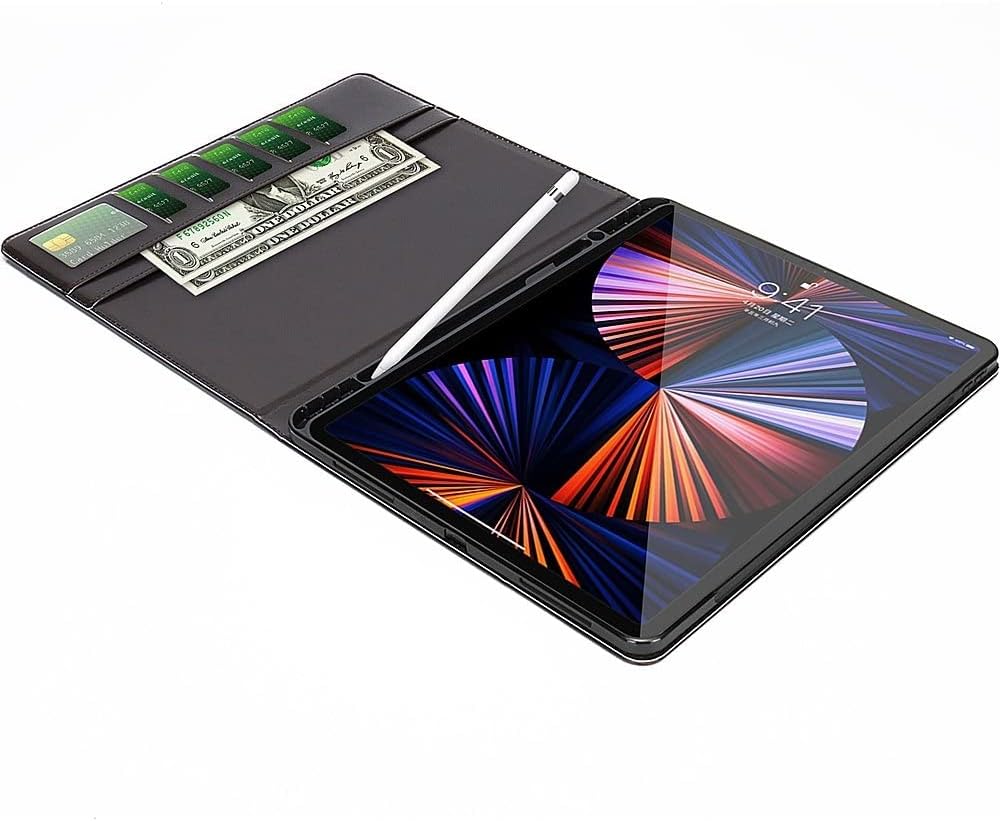 Black Business Folio Case with Tempered Glass Screen - iPad Pro 12.9" (4th, 5th, and 6th Generation)