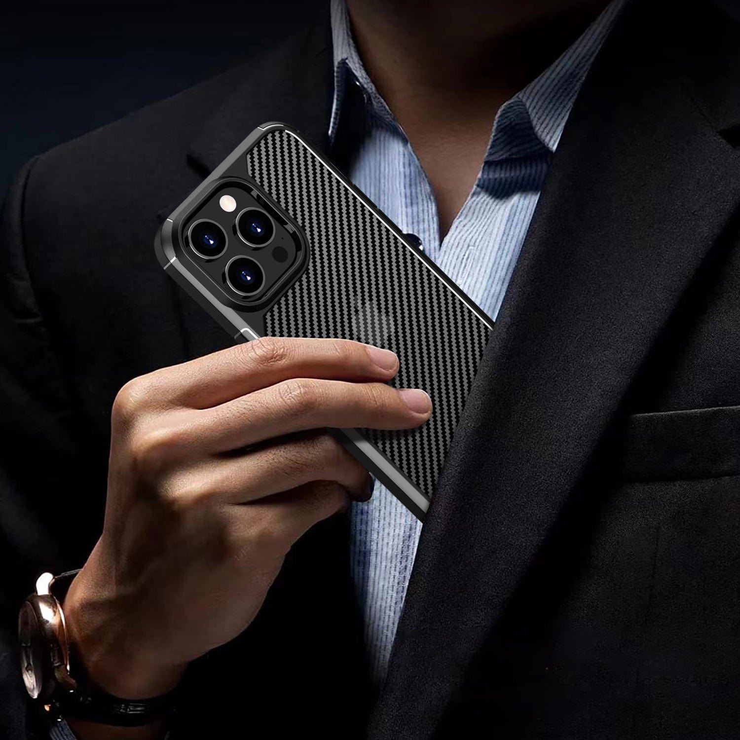 Lifestyle photo of SaharaCase product held outdoors, close-up smartphone protection.