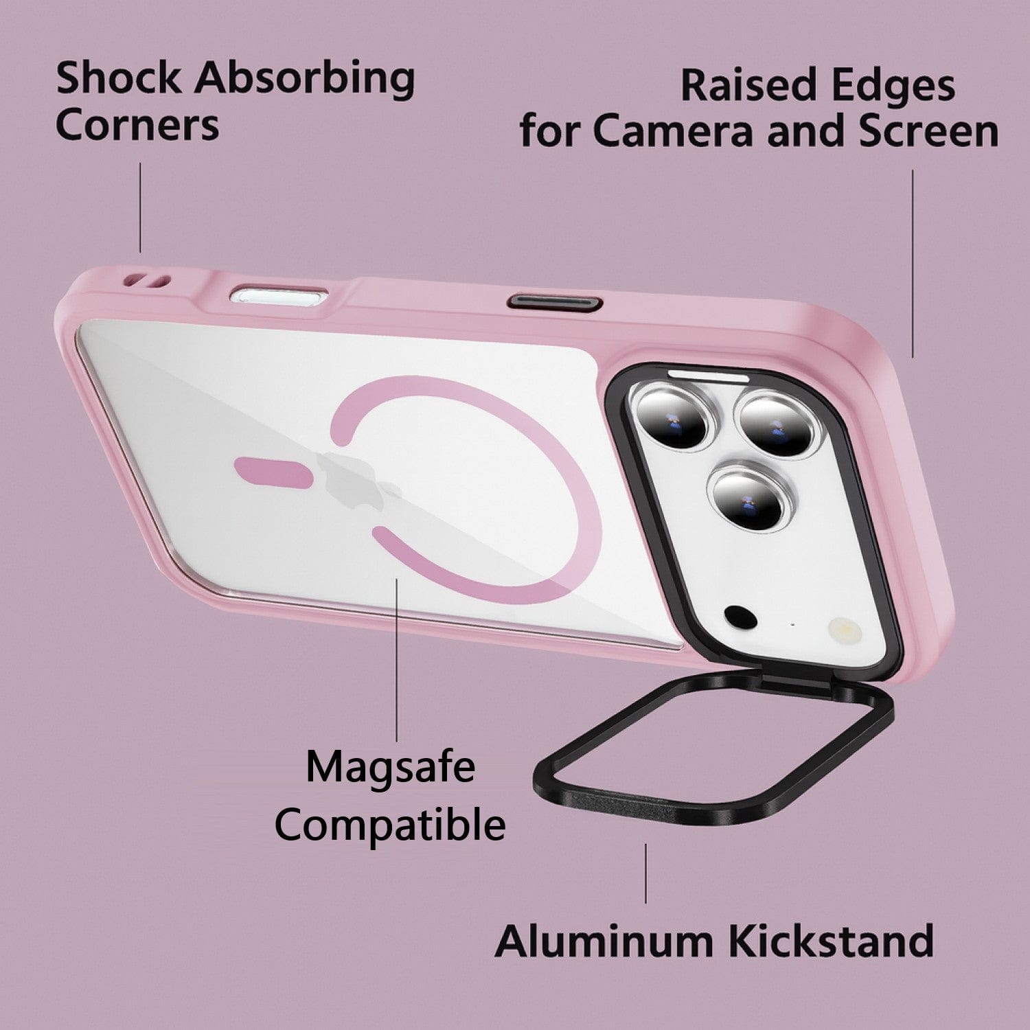 iPhone 17 Pro Kickstand Case - Clear Durable Back with Shockproof Edges Magsafe Compatible | Raider ArmorPro Series